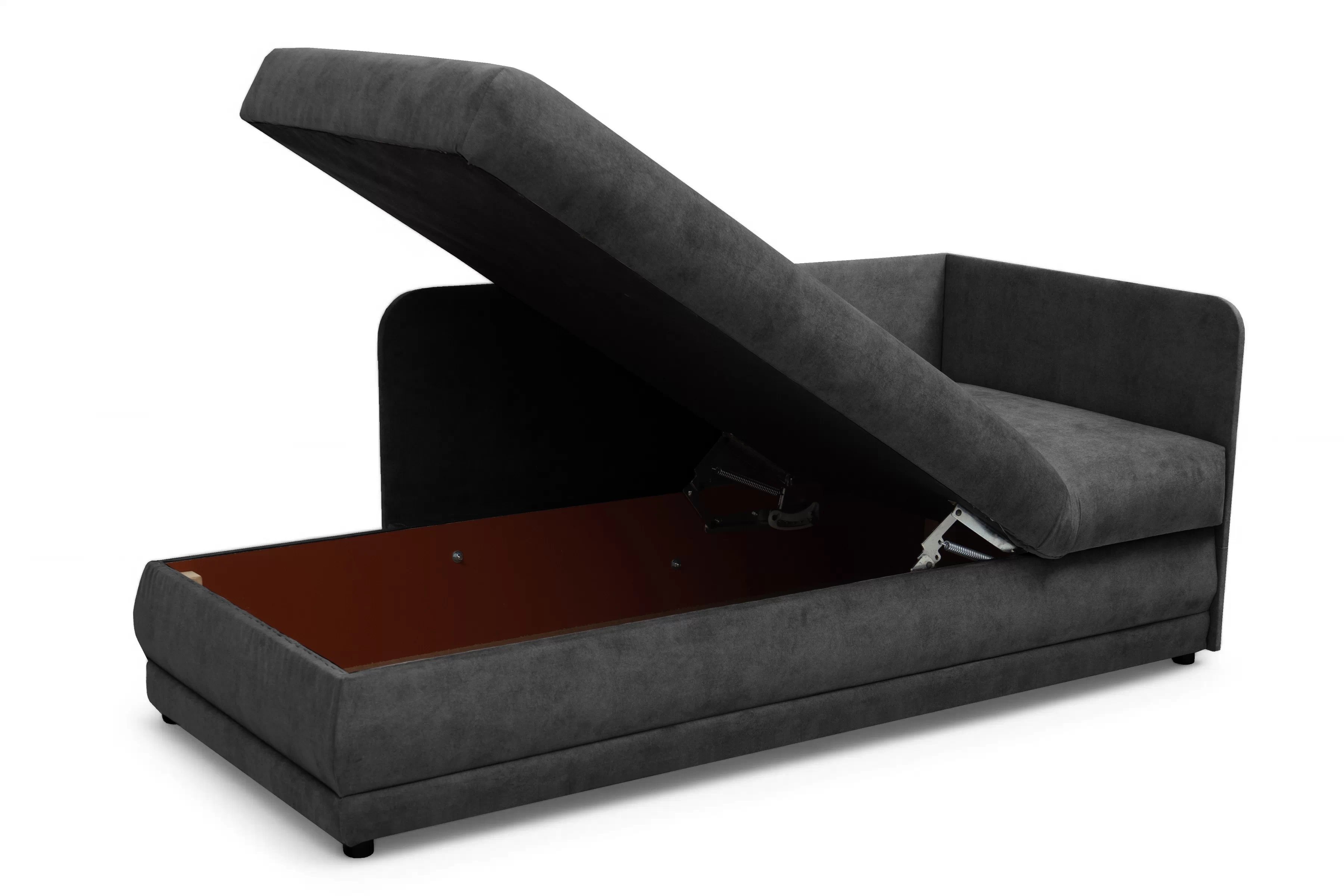 Válenda s úložným prostorem Kodil II levá - grafitová Zetta 305 Válenda pro jednu osobu Kodil II s úložným prostorem levá - grafitová welwet latwoczyszczacy Zetta 305