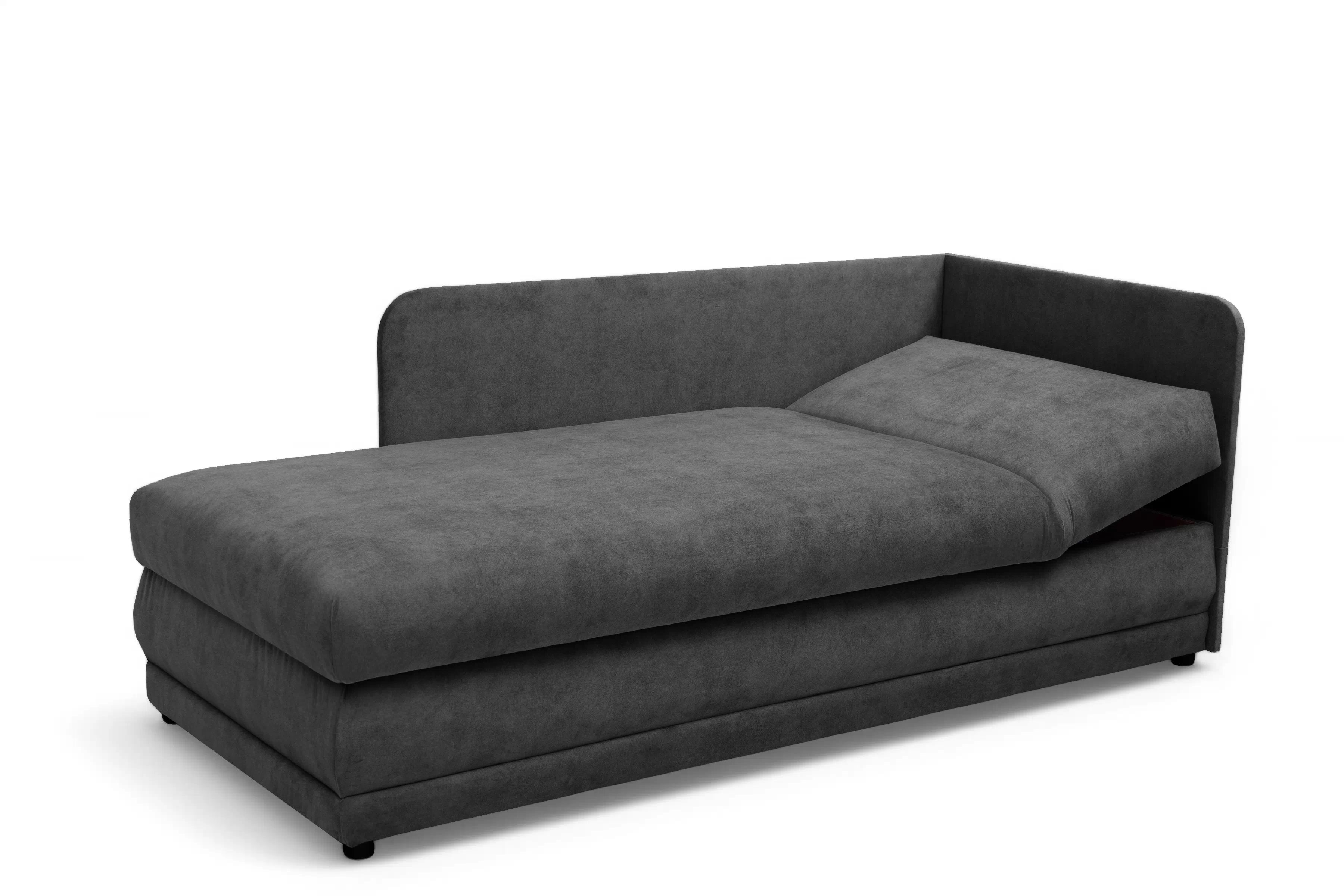 Válenda s úložným prostorem Kodil II levá - grafitová Zetta 305 Válenda pro jednu osobu Kodil II s úložným prostorem levá - grafitová welwet latwoczyszczacy Zetta 305