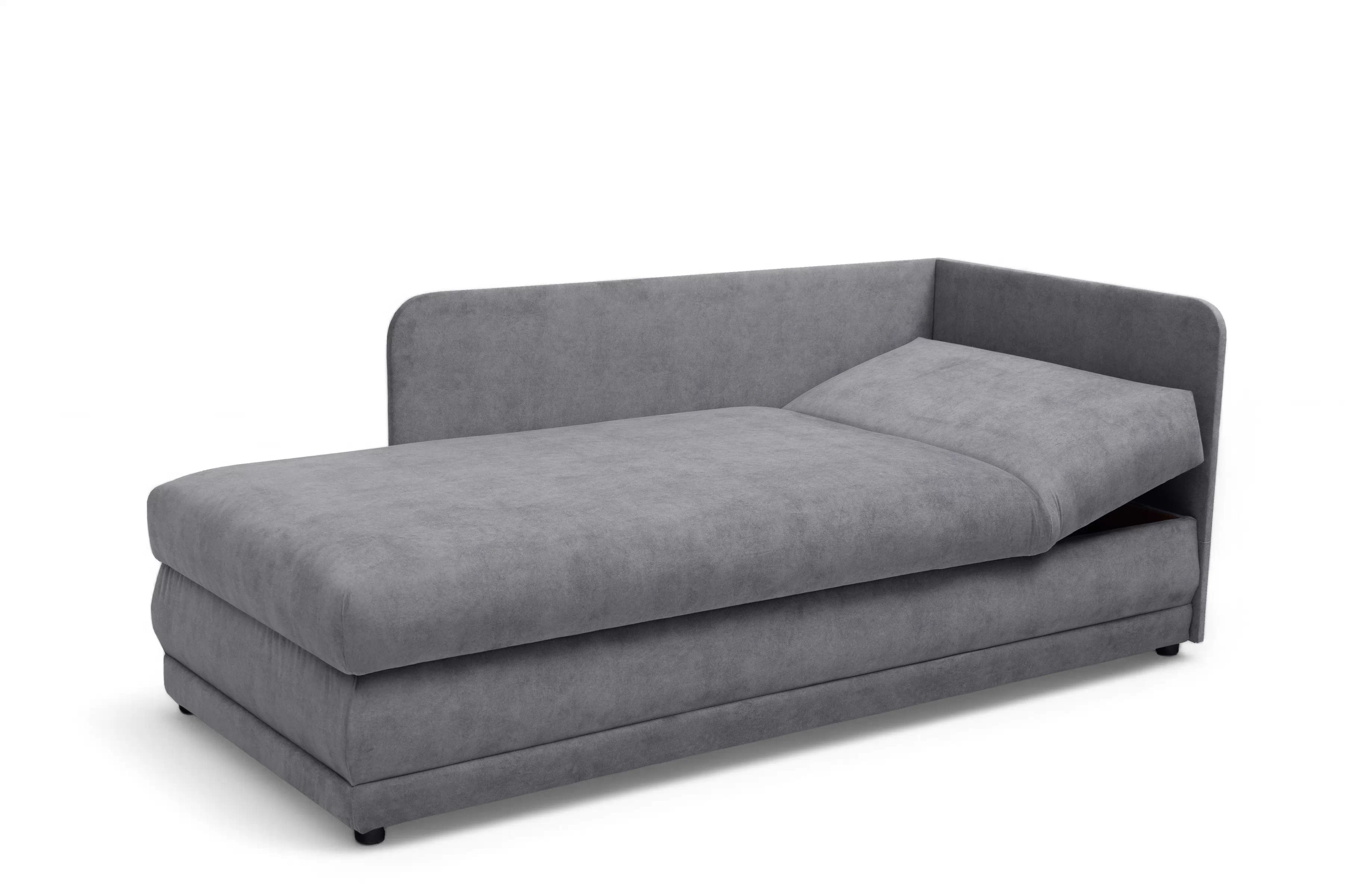 Válenda s úložným prostorem Kodil II levá - šedá Zetta 302 Válenda pro jednu osobu Kodil II s úložným prostorem levá - šedá welwet latwoczyszczacy Zetta 302