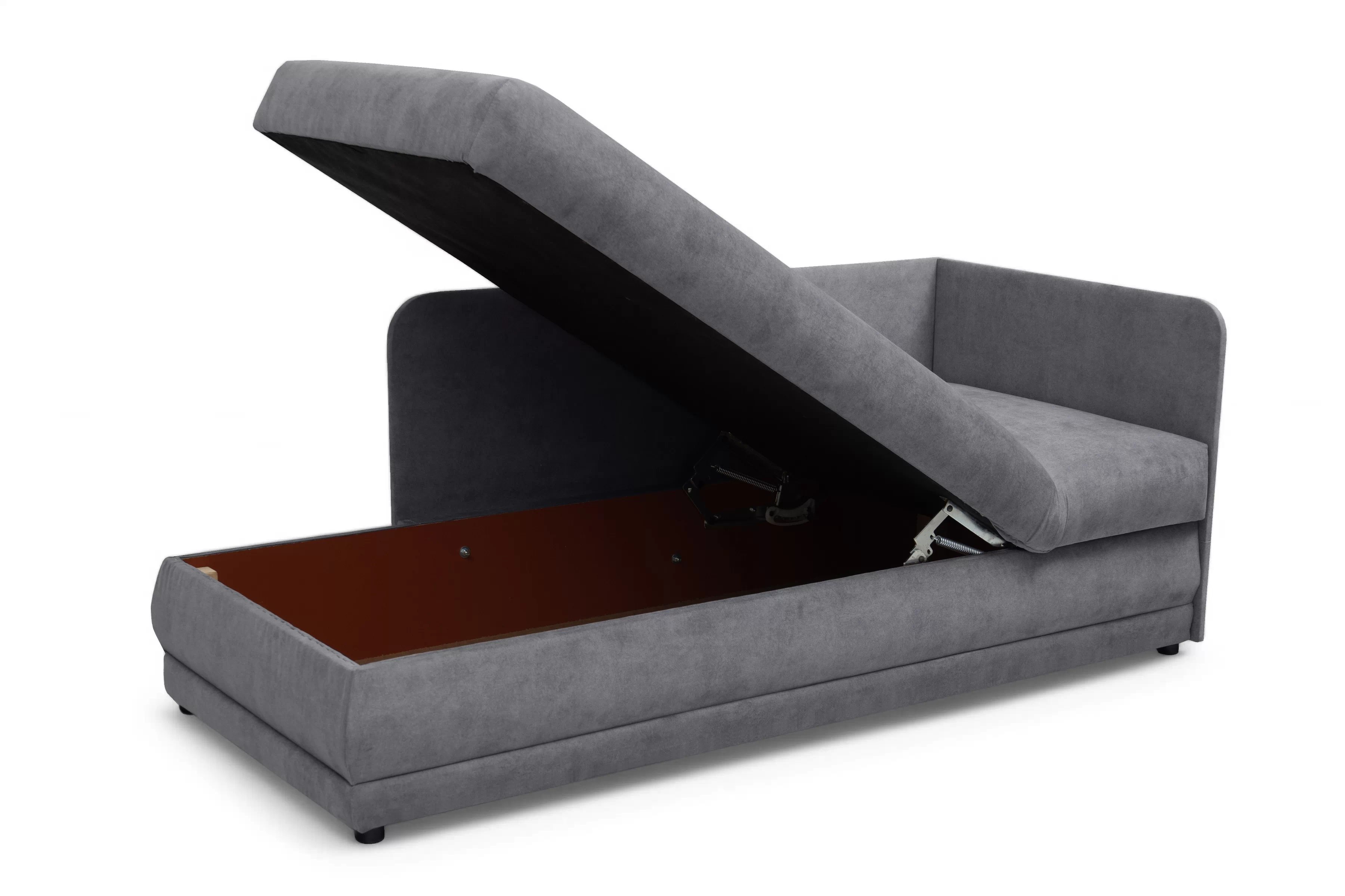 Válenda s úložným prostorem Kodil II levá - šedá Zetta 302 Válenda pro jednu osobu Kodil II s úložným prostorem levá - šedá welwet latwoczyszczacy Zetta 302