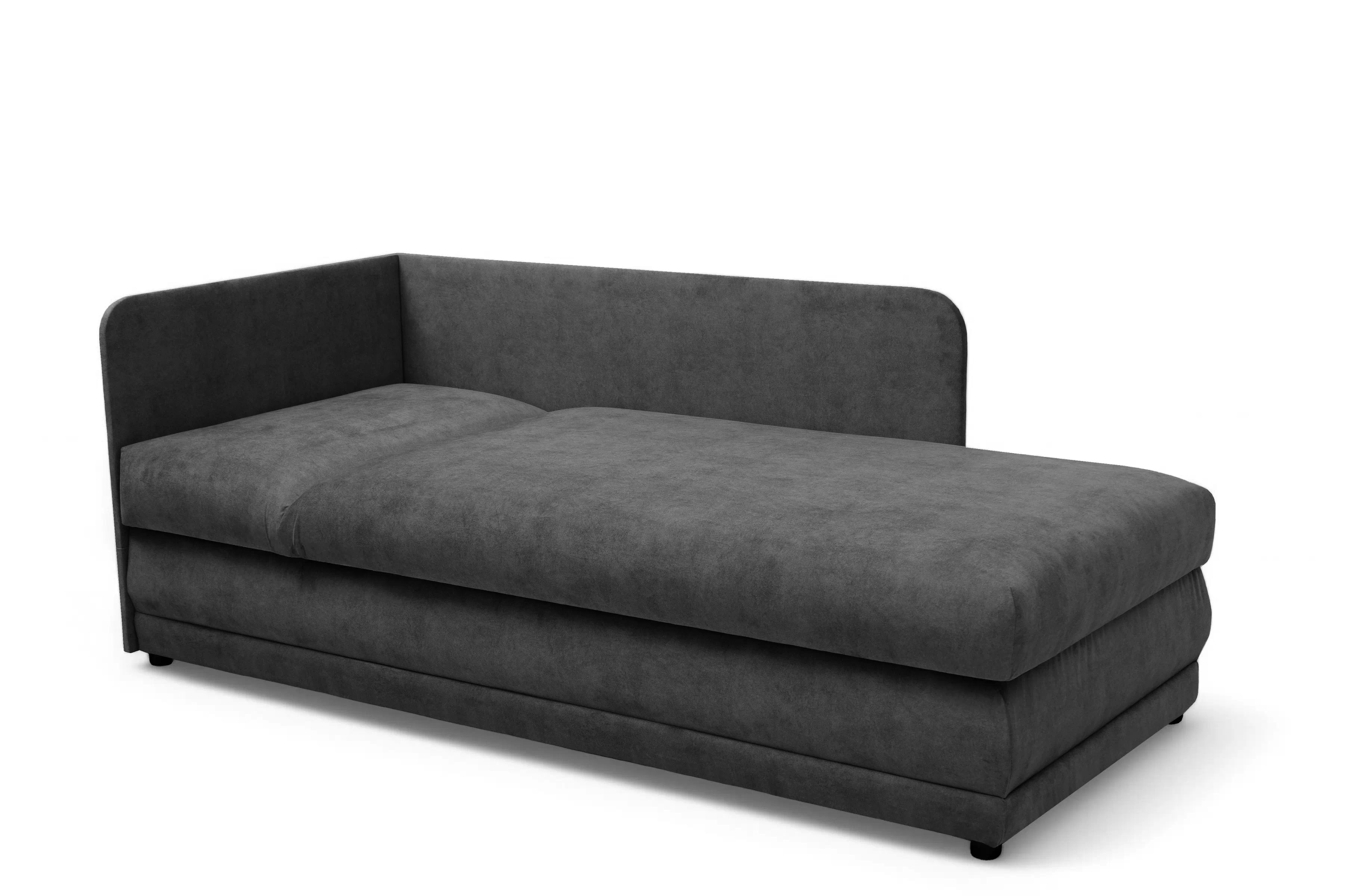 Válenda s úložným prostorem Kodil II pravá - grafitová Zetta 305 Válenda pro jednu osobu Kodil II s úložným prostorem pravá - grafitová welwet latwoczyszczacy Zetta 305 