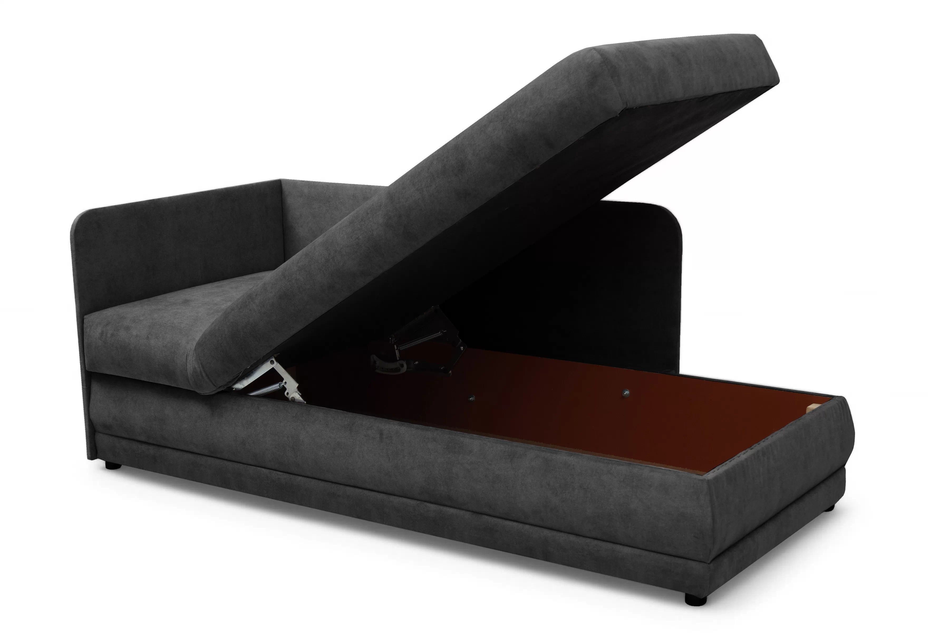 Válenda s úložným prostorem Kodil II pravá - grafitová Zetta 305 Válenda pro jednu osobu Kodil II s úložným prostorem pravá - grafitová welwet latwoczyszczacy Zetta 305 