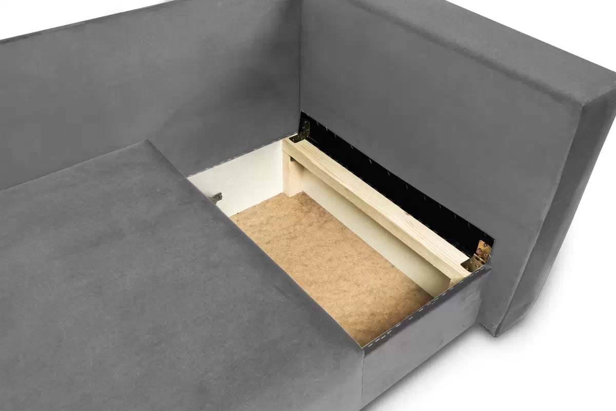 Rozkládací válenda s úložným prostorem Maciek levá - hnědá Velluto 31 Válenda/Postel levá rozkládací s úložným prostorem Maciek - šedá samet Velluto 16