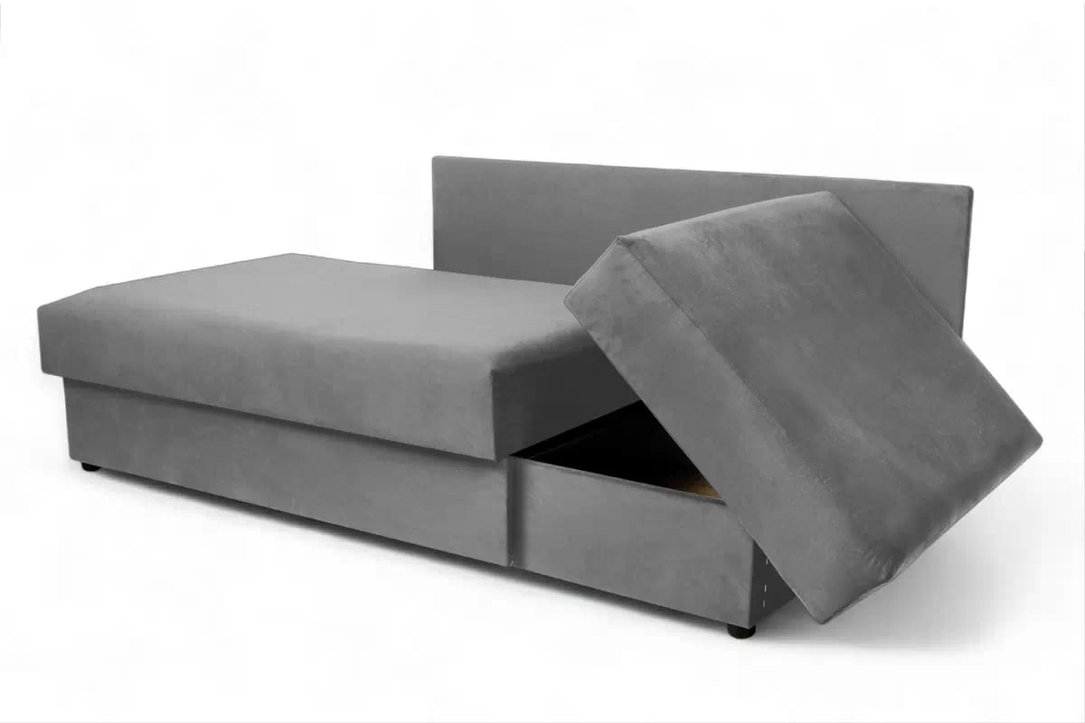 Rozkládací válenda s úložným prostorem Maciek levá - hnědá Velluto 31 Válenda/Postel levá rozkládací s úložným prostorem Maciek - šedá samet Velluto 16