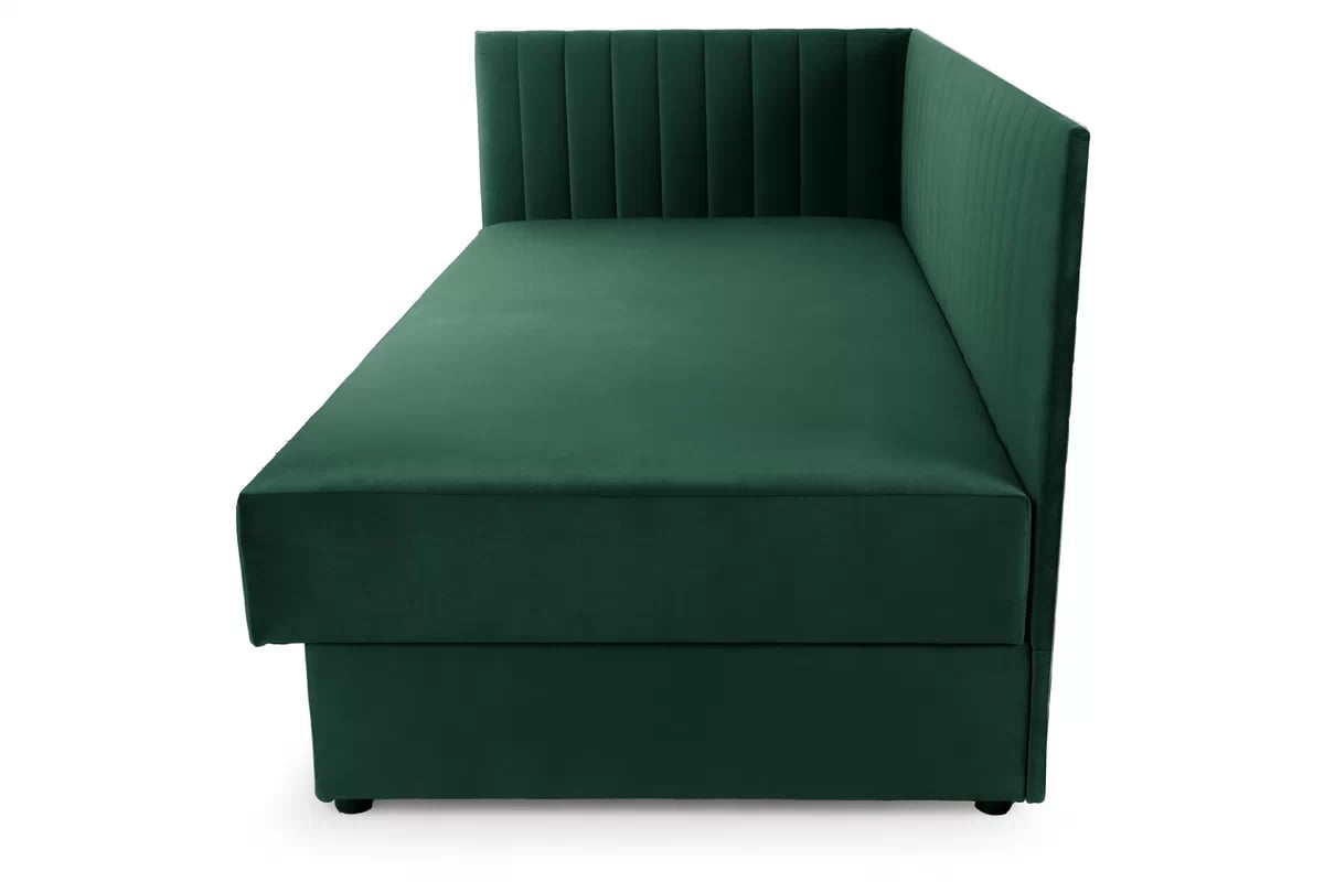 Levá dětská pohovka/postel Nutri 186x80/100 cm s úložným prostorem - zelený samet Zanzibar 162 Dětská pohovka/postel levá s úložným prostorem Nutri - Zelený samet Zanzibar 162, 186x80/100 cm