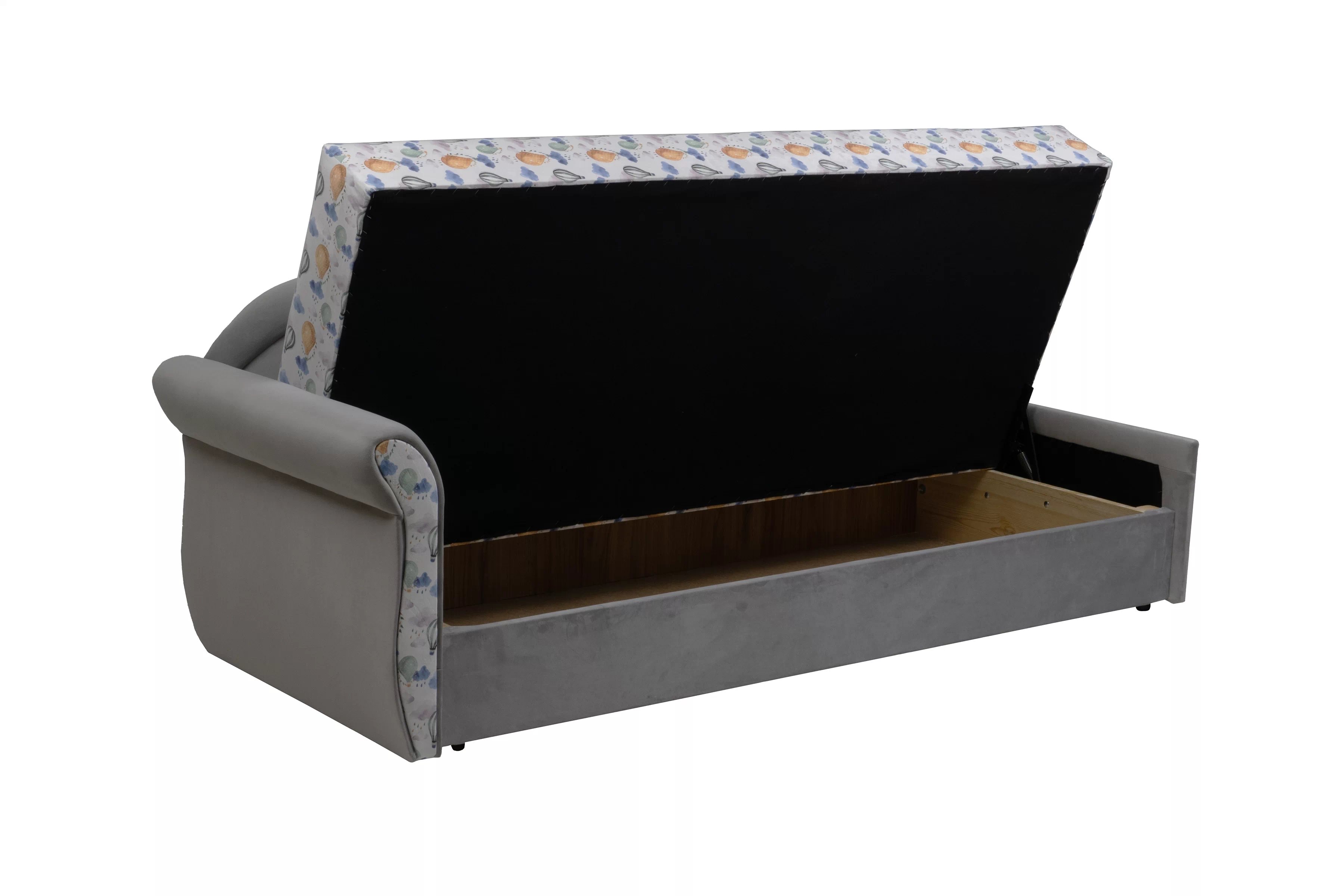 Váľanda Marek s úložným priestorom ľavá - Wonder Balony / Bluvel 03  Detská pohovka/posteľ Ľavá strana jednoosobové s úložným priestorom Marek - Wzor Wonder Balony + bluvel 03 