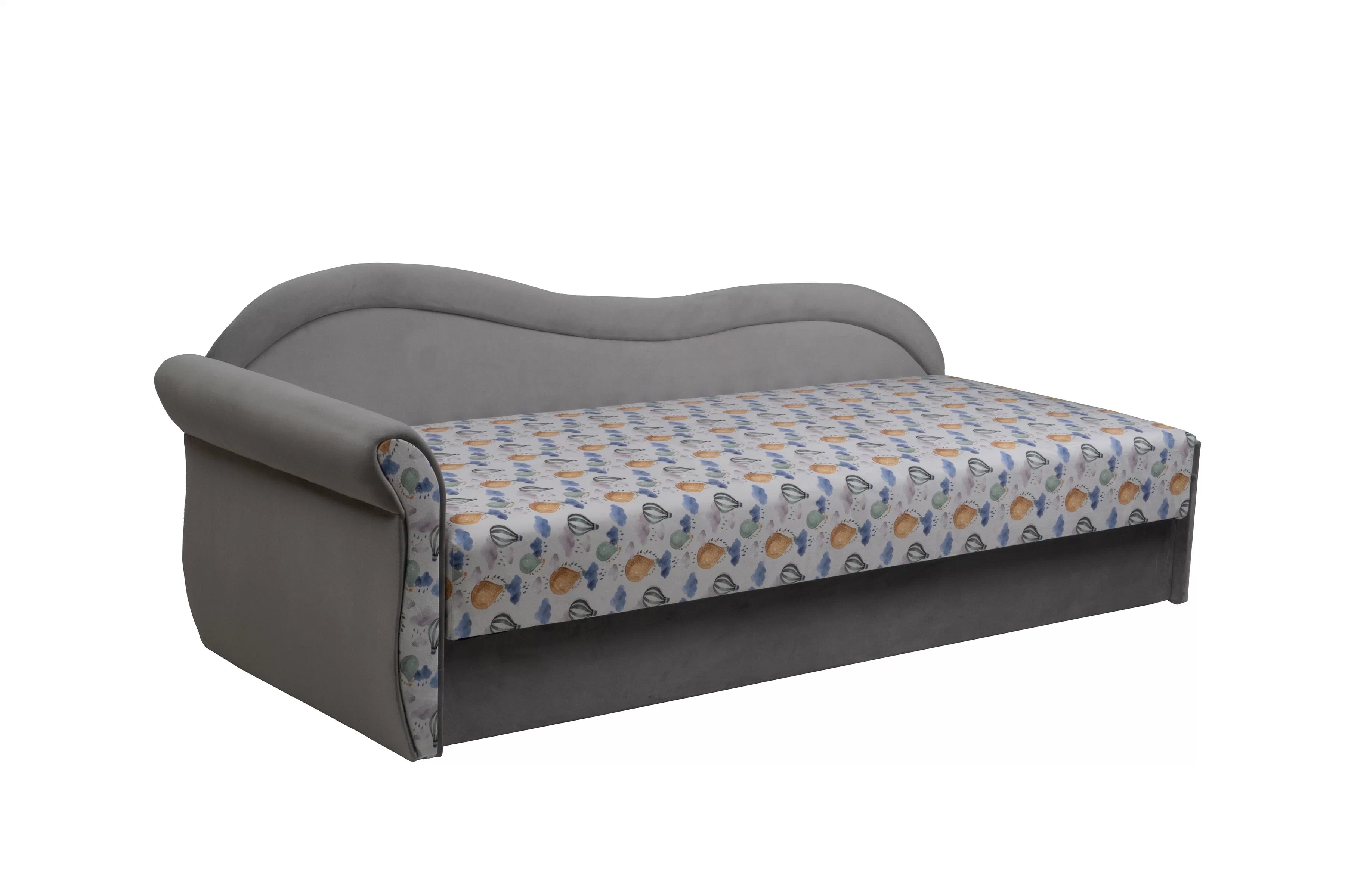 Váľanda Marek s úložným priestorom ľavá - Wonder Balony / Bluvel 03  Detská pohovka/posteľ Ľavá strana jednoosobové s úložným priestorom Marek - Wzor Wonder Balony + bluvel 03 