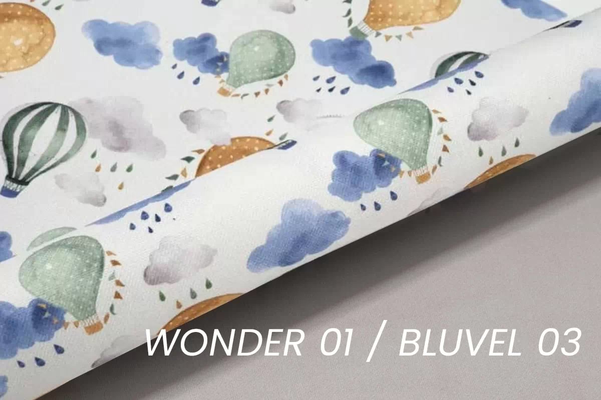 Váľanda Marek s úložným priestorom ľavá - Wonder Balony / Bluvel 03  Detská pohovka/posteľ Ľavá strana jednoosobové s úložným priestorom Marek - Wzor Wonder Balony + bluvel 03 