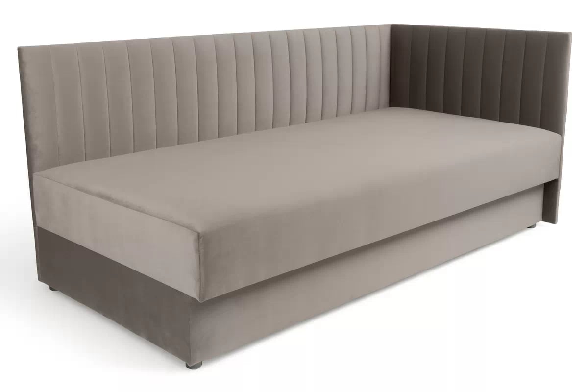 Pravá dětská pohovka/postel Nutri 186x90/80 cm s úložným prostorem - béžový samet Zanzibar 108 Dětská pohovka/postel pravá s úložným prostorem Nutri - béžový samet Zanzibar 108, 186x90/80 cm