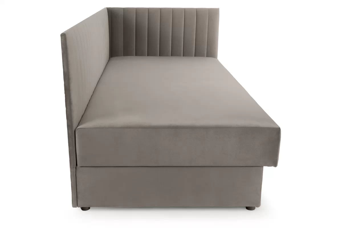 Pravá dětská pohovka/postel Nutri 186x90/80 cm s úložným prostorem - béžový samet Zanzibar 108 Dětská pohovka/postel pravá s úložným prostorem Nutri - béžový samet Zanzibar 108, 186x90/80 cm