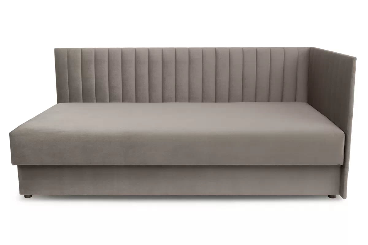 Pravá dětská pohovka/postel Nutri 186x90/80 cm s úložným prostorem - béžový samet Zanzibar 108 Dětská pohovka/postel pravá s úložným prostorem Nutri - béžový samet Zanzibar 108, 186x90/80 cm