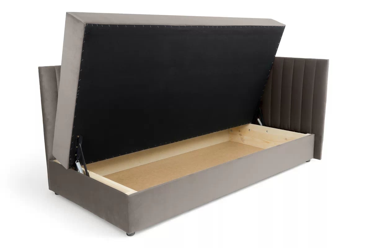 Pravá dětská pohovka/postel Nutri 186x90/80 cm s úložným prostorem - béžový samet Zanzibar 108 Dětská pohovka/postel pravá s úložným prostorem Nutri - béžový samet Zanzibar 108, 186x90/80 cm