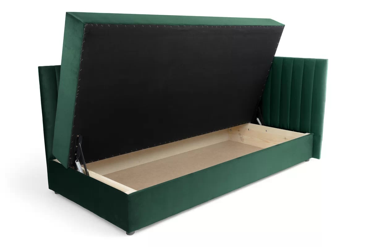 Váľanda Nutri s úložným priestorom pravá - 186x90 cm - zelený velúr Zanzibar 162 Detská pohovka/posteľ pravá strana s úložným priestorom Nutri - Zelený zamat Zanzibar 162, 186x90/100 cm