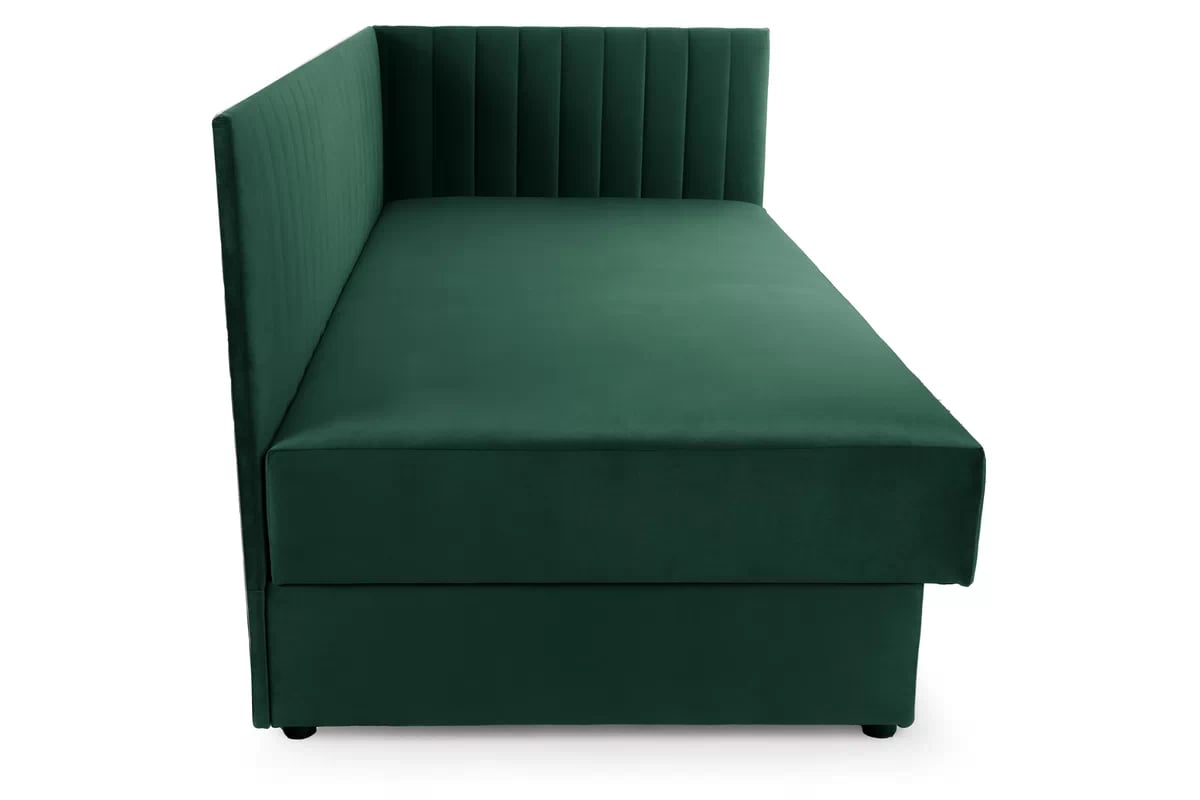 Pravá dětská pohovka/postel Nutri 186x90/80 cm s úložným prostorem - zelený samet Zanzibar 162 Dětská pohovka/postel pravá s úložným prostorem Nutri - Zelený samet Zanzibar 162, 186x90/80 cm