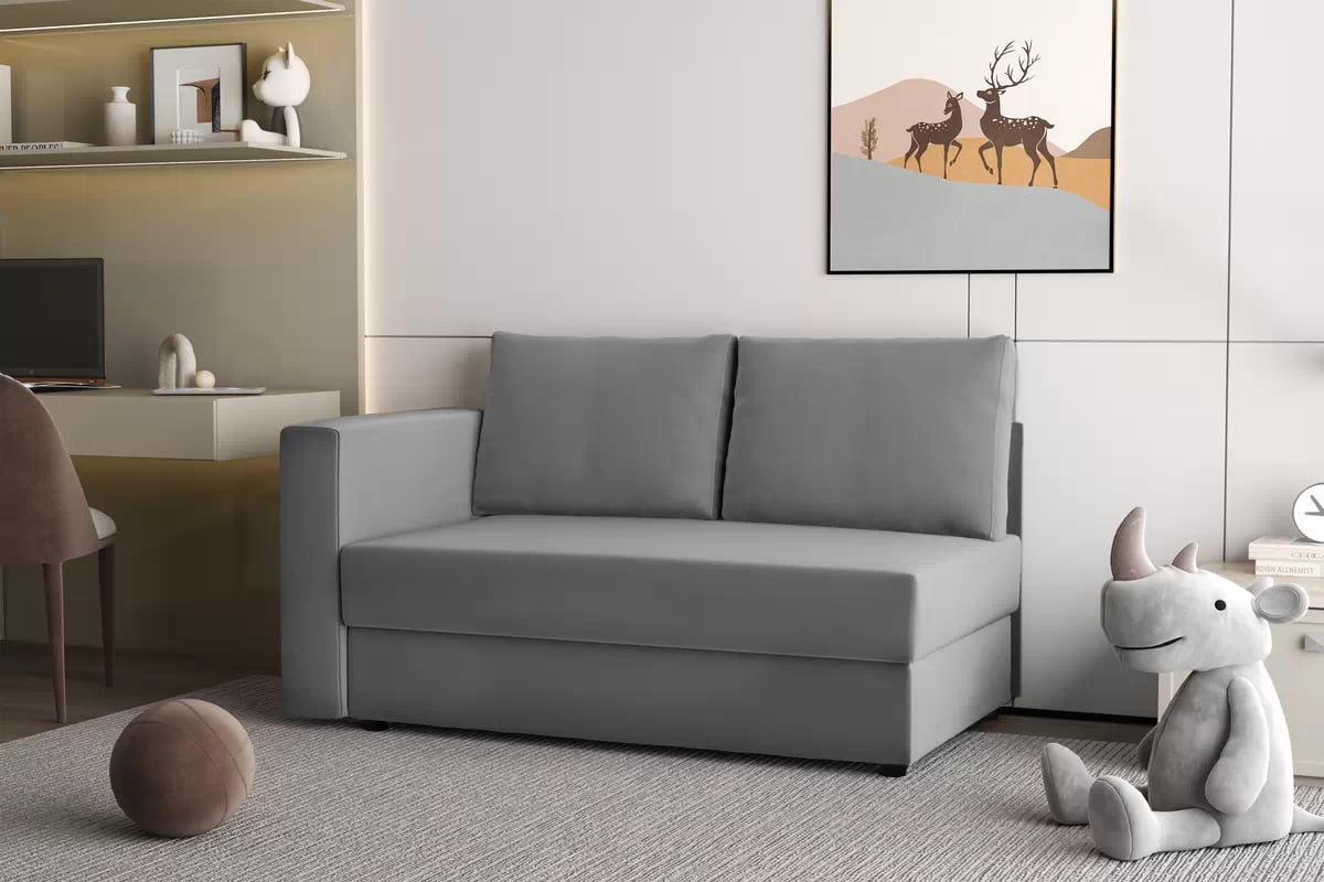 Rozkládací válenda s úložným prostorem Maciek pravá - hnědá Velluto 31 Válenda/Postel pravá rozkládací s úložným prostorem Maciek - šedá samet Velluto 16