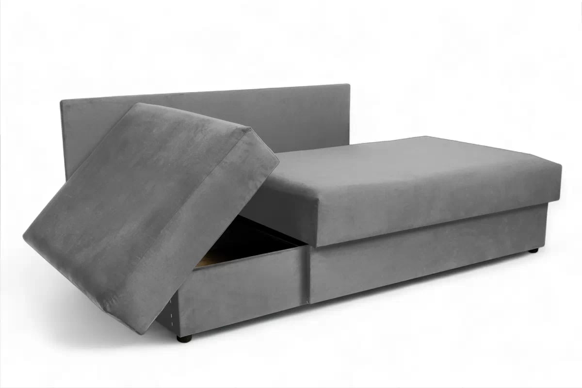 Rozkládací válenda s úložným prostorem Maciek pravá - hnědá Velluto 31 Válenda/Postel pravá rozkládací s úložným prostorem Maciek - šedá samet Velluto 16