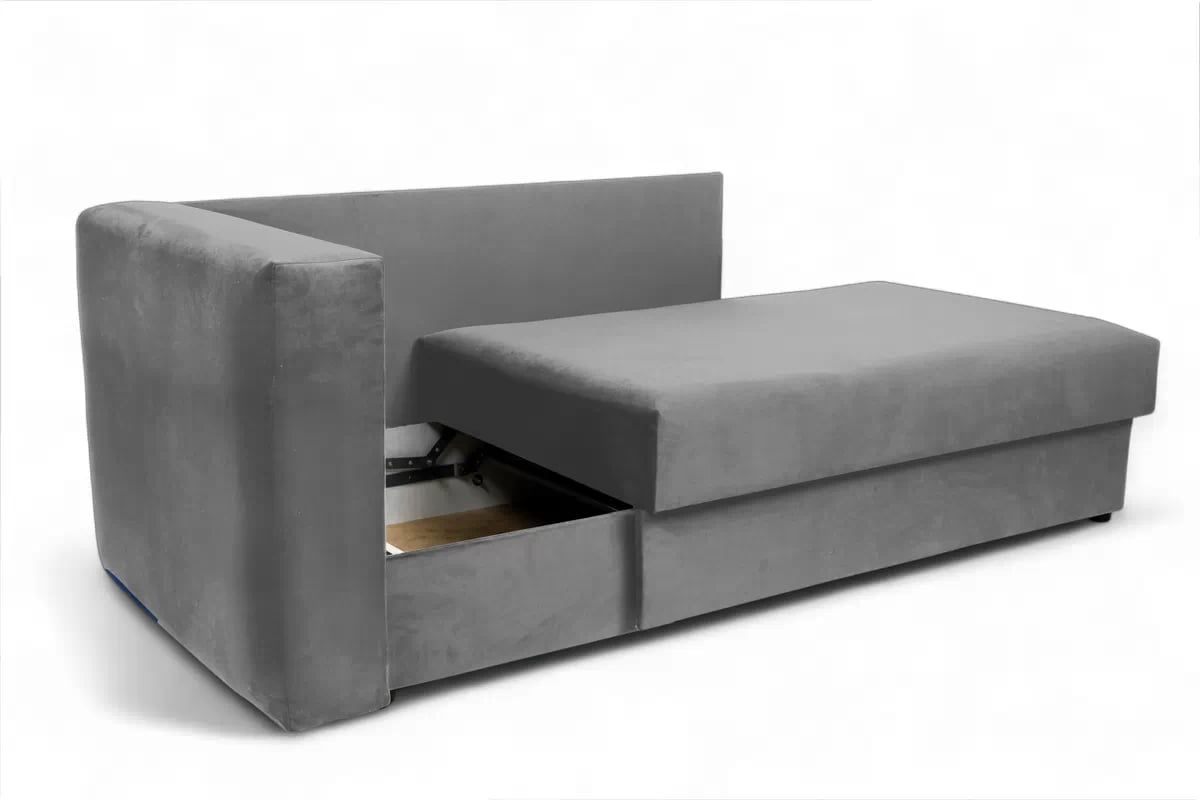 Rozkládací válenda s úložným prostorem Maciek pravá - hnědá Velluto 31 Válenda/Postel pravá rozkládací s úložným prostorem Maciek - šedá samet Velluto 16