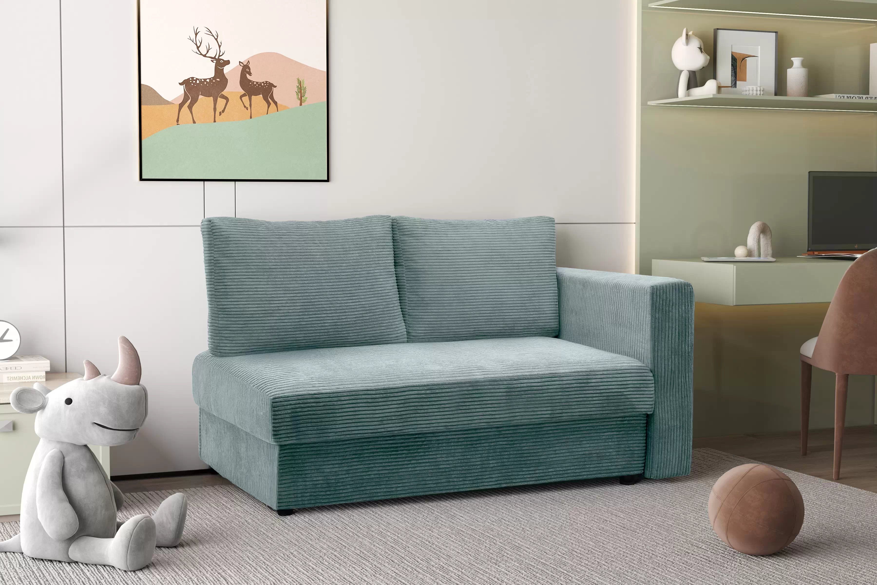 Rozkládací válenda s úložným prostorem Maciek levá - zelená Lincoln 72 Válenda/Postel rozkladany Maciek levá - zelená manšestr Lincoln 72