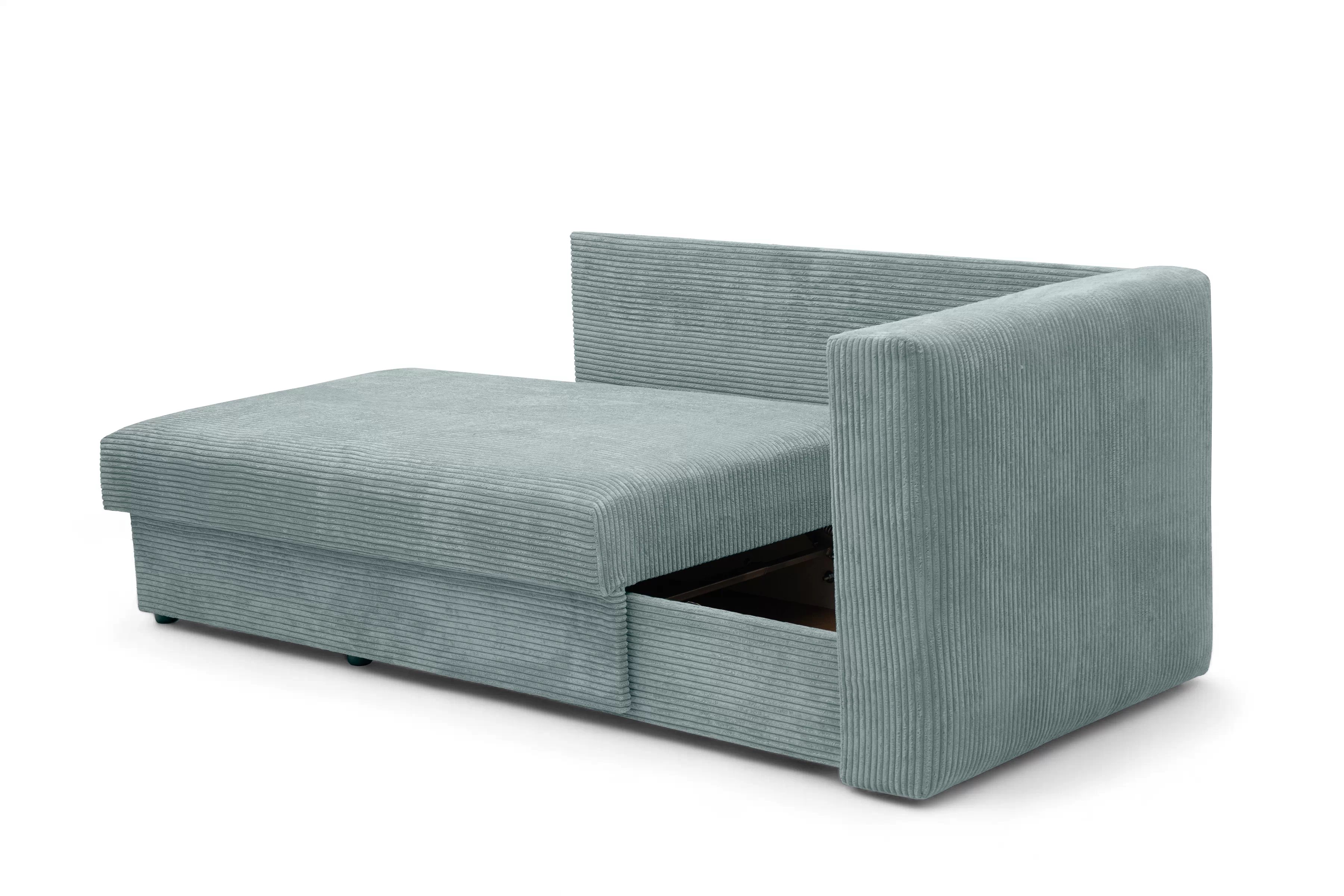 Rozkládací válenda s úložným prostorem Maciek levá - zelená Lincoln 72 Válenda/Postel rozkladany s úložným prostorem Maciek levá - zelená manšestr Lincoln 72