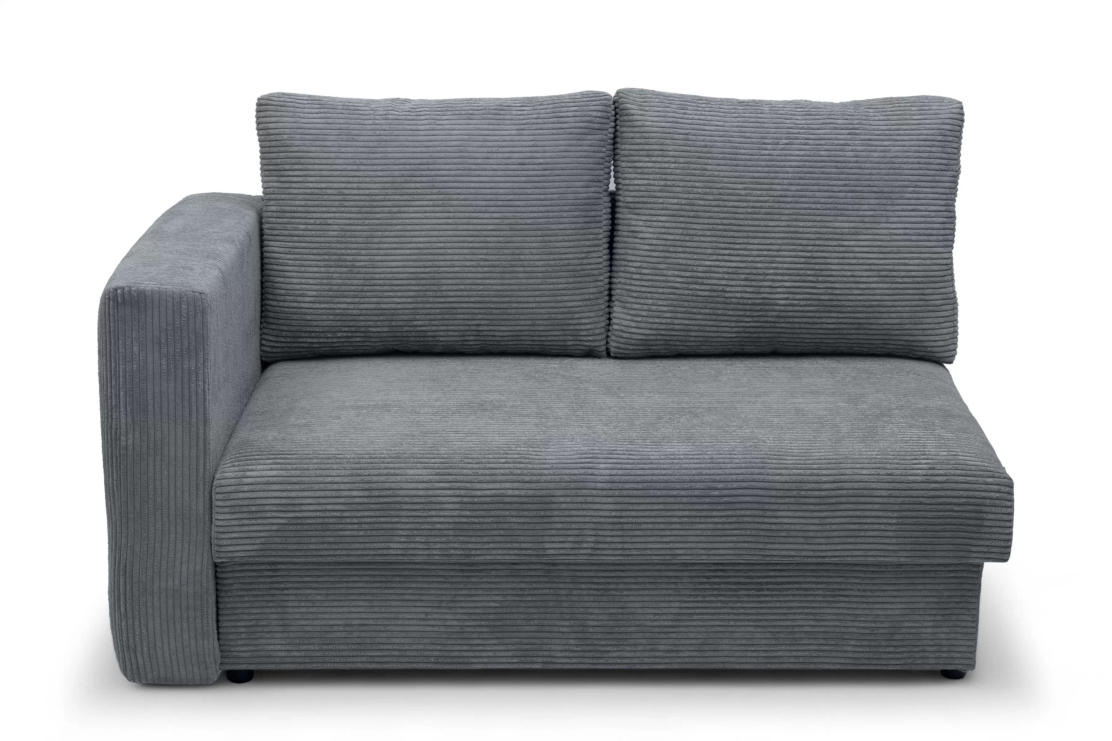 Rozkládací válenda s úložným prostorem Maciek pravá - šedá Lincoln 85 Válenda/Postel rozkladany s úložným prostorem Maciek pravá - šedá manšestr Lincoln 85