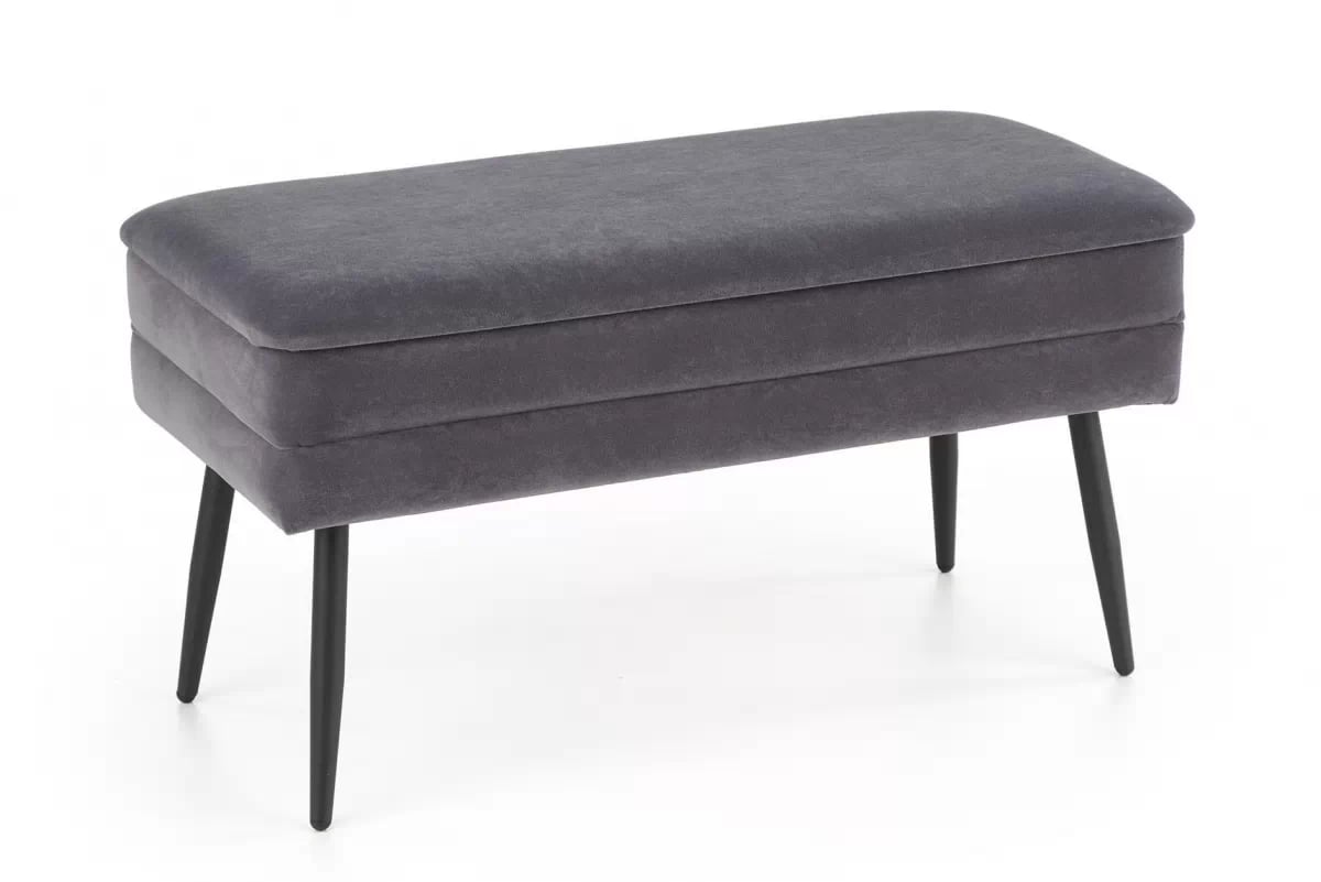Čalouněná lavice Maroli 78 cm - jasanový samet / černé nožky čalouněná lawka Velva s úložným prostorem i metalowymi nogami 78 cm - popelavá / černá