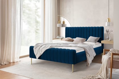 Čalouněná postel Nicole 160x200 - tmavě modrý samet Matt Velvet 79 / zlaté nohy čalouněné Postel Nicole 160x200 - tmavě modrá samet Matt Velvet 79  /Nohy zlote