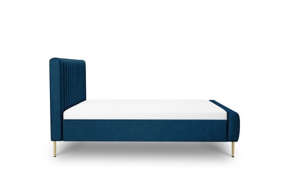 Čalouněná postel Nicole 160x200 - tmavě modrý samet Matt Velvet 79 / zlaté nohy čalouněné Postel Nicole 160x200 - tmavě modrá samet Matt Velvet 79  /Nohy zlote