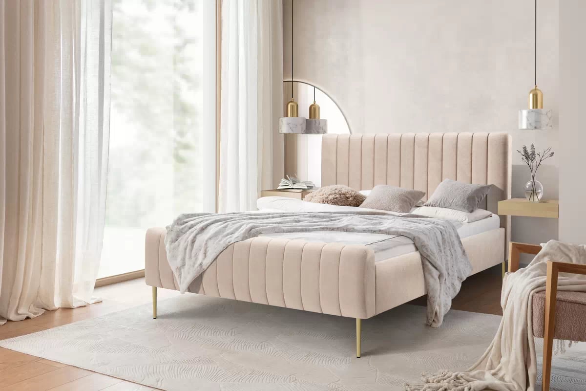 Čalúnená posteľ Nicole 160x200 cm - Salvador 2 / zlaté nožičky čalouněné posteľ do  spálňa  Nicole - 160x200, Salvador (SIC) 2/nožičky zlote