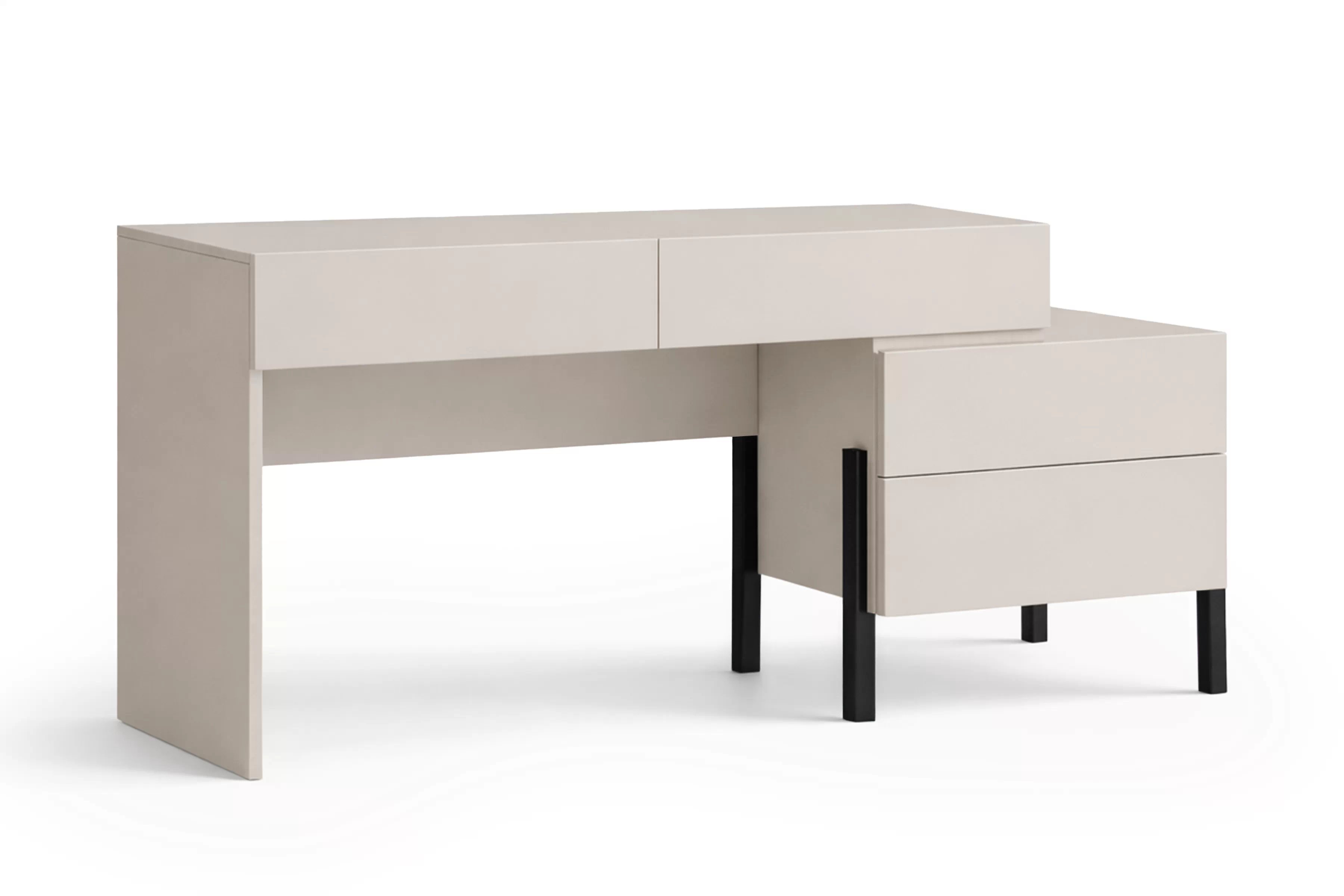 Toaletný stolík / písací stôl Jukon 143 cm - kašmírová / čierna Toaletný stolík/Písací stôl Jukon 143 cm so zásuvkami - kašmír / čierny nožičky