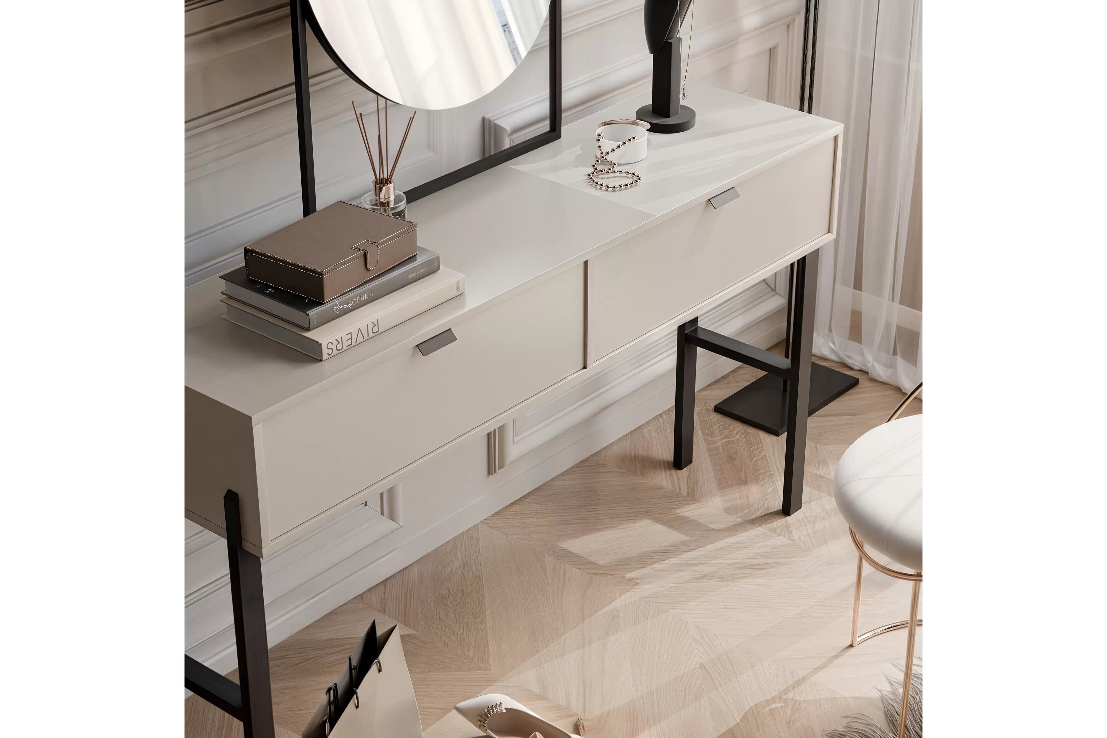 Toaletný stolík Cremona so zásuvkami - Béžová Pieskový  Toaletný stolík Cremona so zásuvkami - Béžová Pieskový 