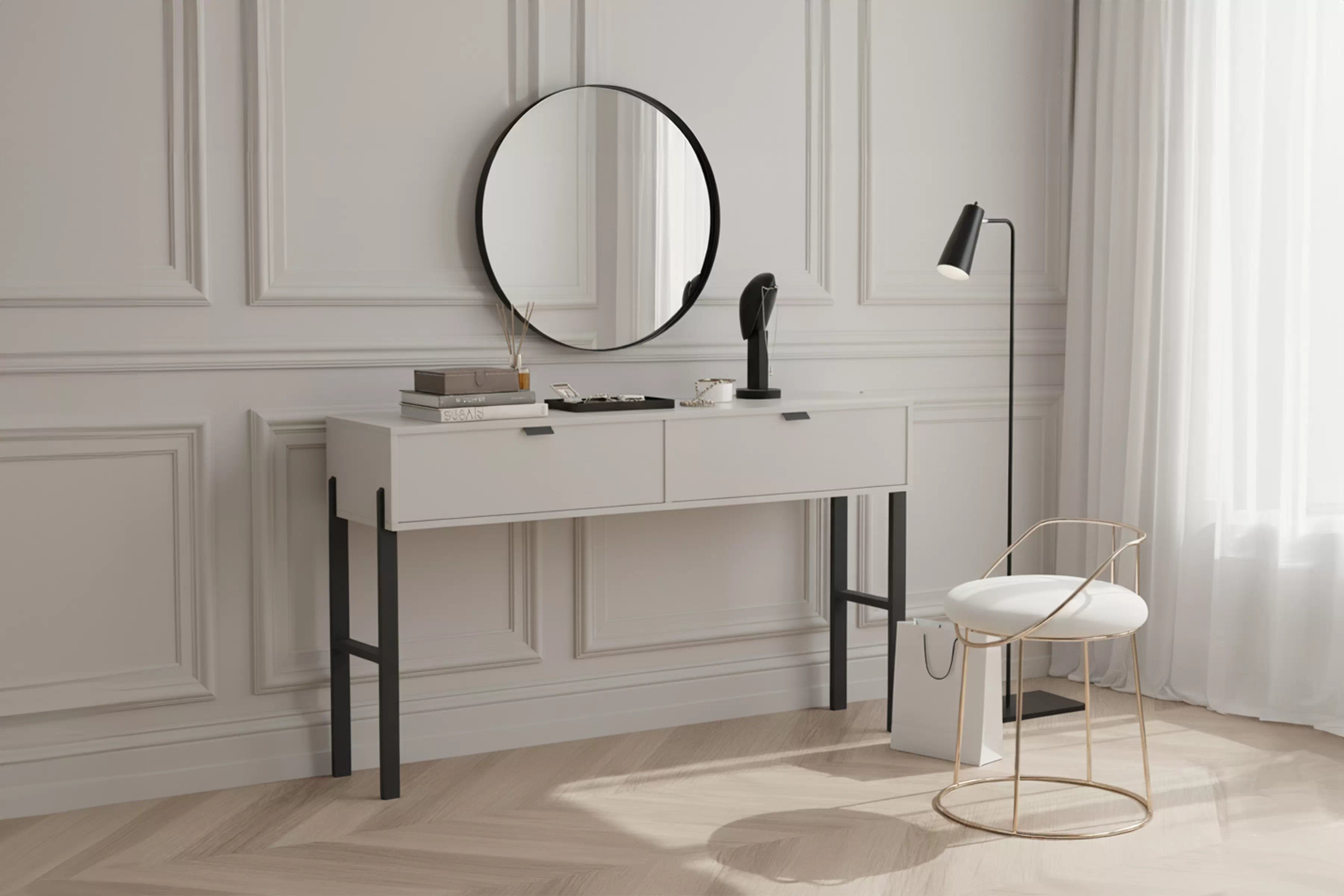 Toaletný stolík Cremona so zásuvkami - Béžová Pieskový  Toaletný stolík Cremona so zásuvkami - Béžová Pieskový 