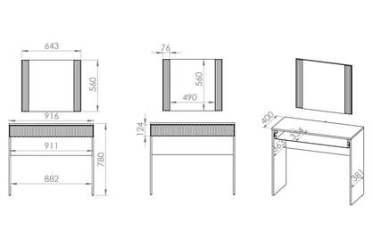 Toaletní stolek Eslan 01 92 cm se zásuvkou a zrcadlem - bílý lesk Toaletní stolek Inga 01 z szuflada i zrcadlem 92 cm - Bílý lesk