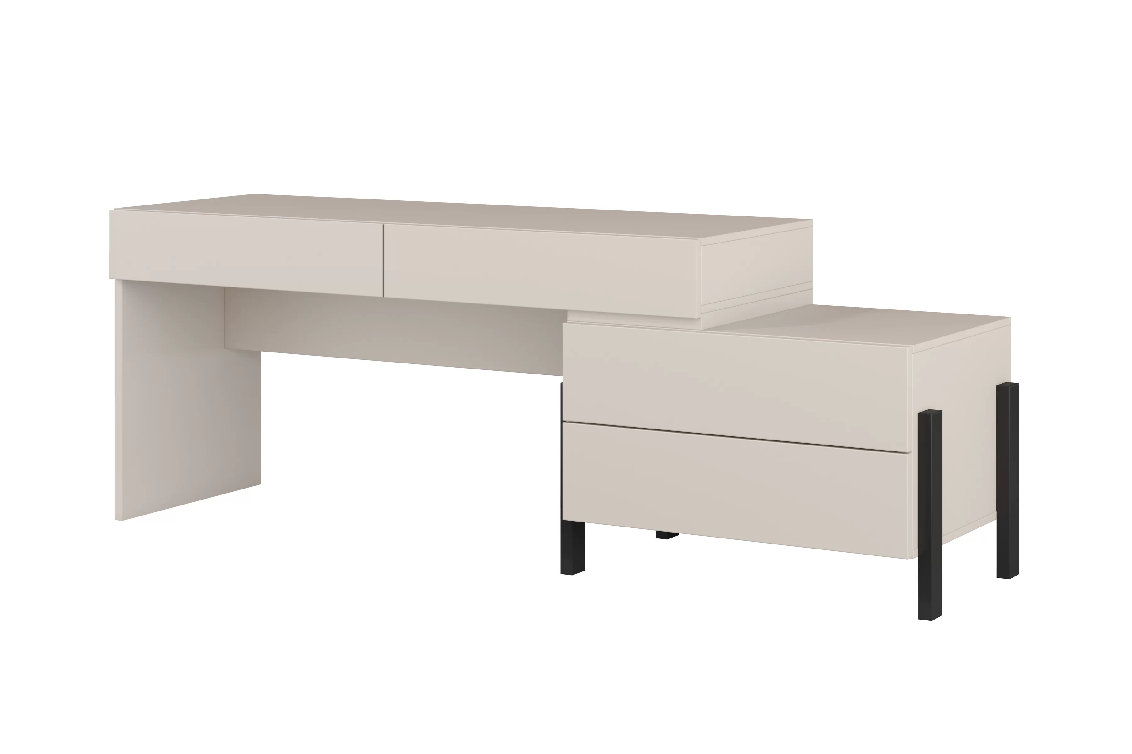 Toaletní stolek / psací stůl Jukon 143 cm se zásuvkami - kašmírová / černé nožky Toaletní stolek Jukon 143 cm se zásuvkami - kašmír / černé nožičky
