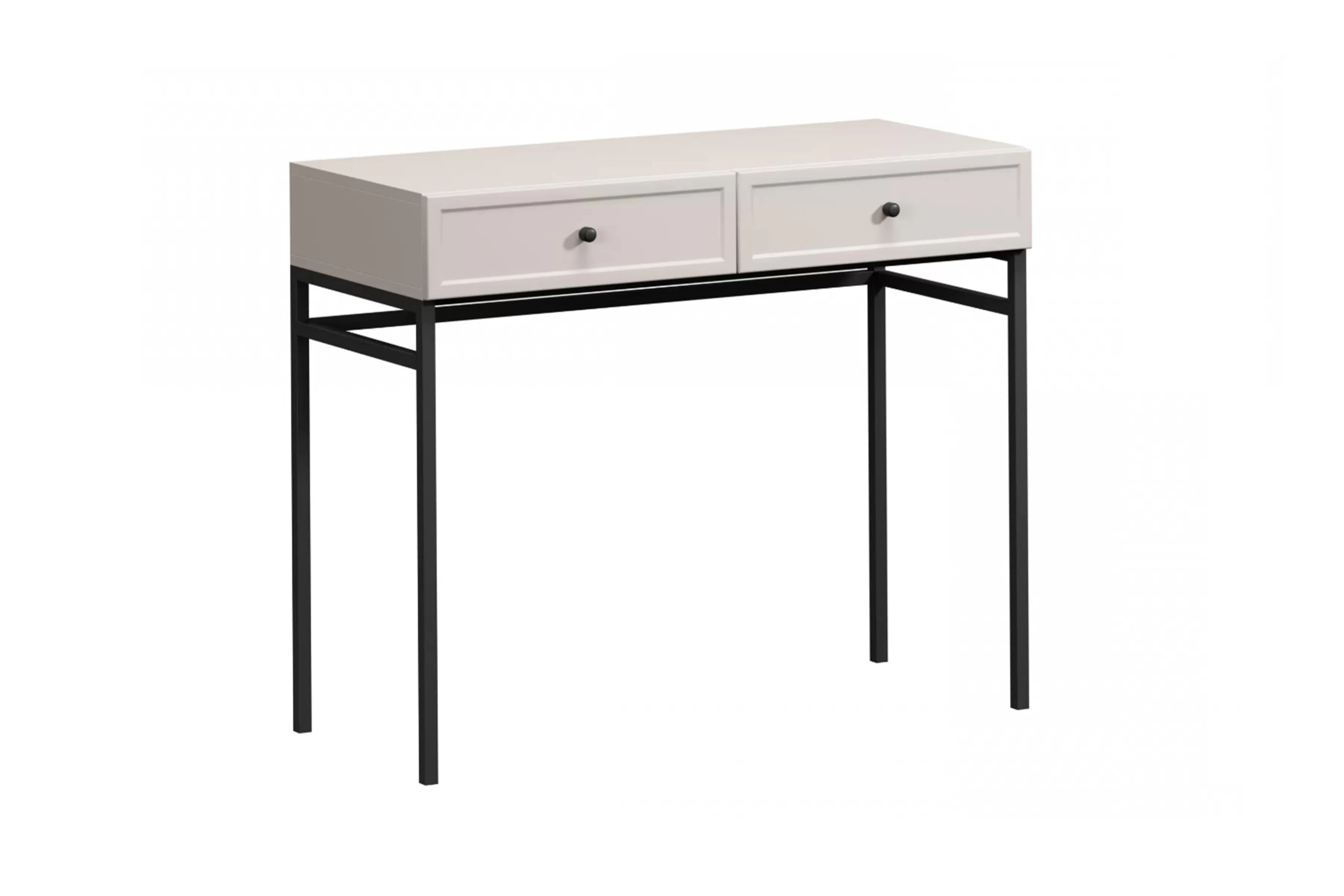 Konzola / toaletný stolík Lorini 100 cm - kašmírová / čierne úchytky G Toaletný stolík Lorini 100 cm so zásuvkami - kašmír / čierny úchyty / Rošt