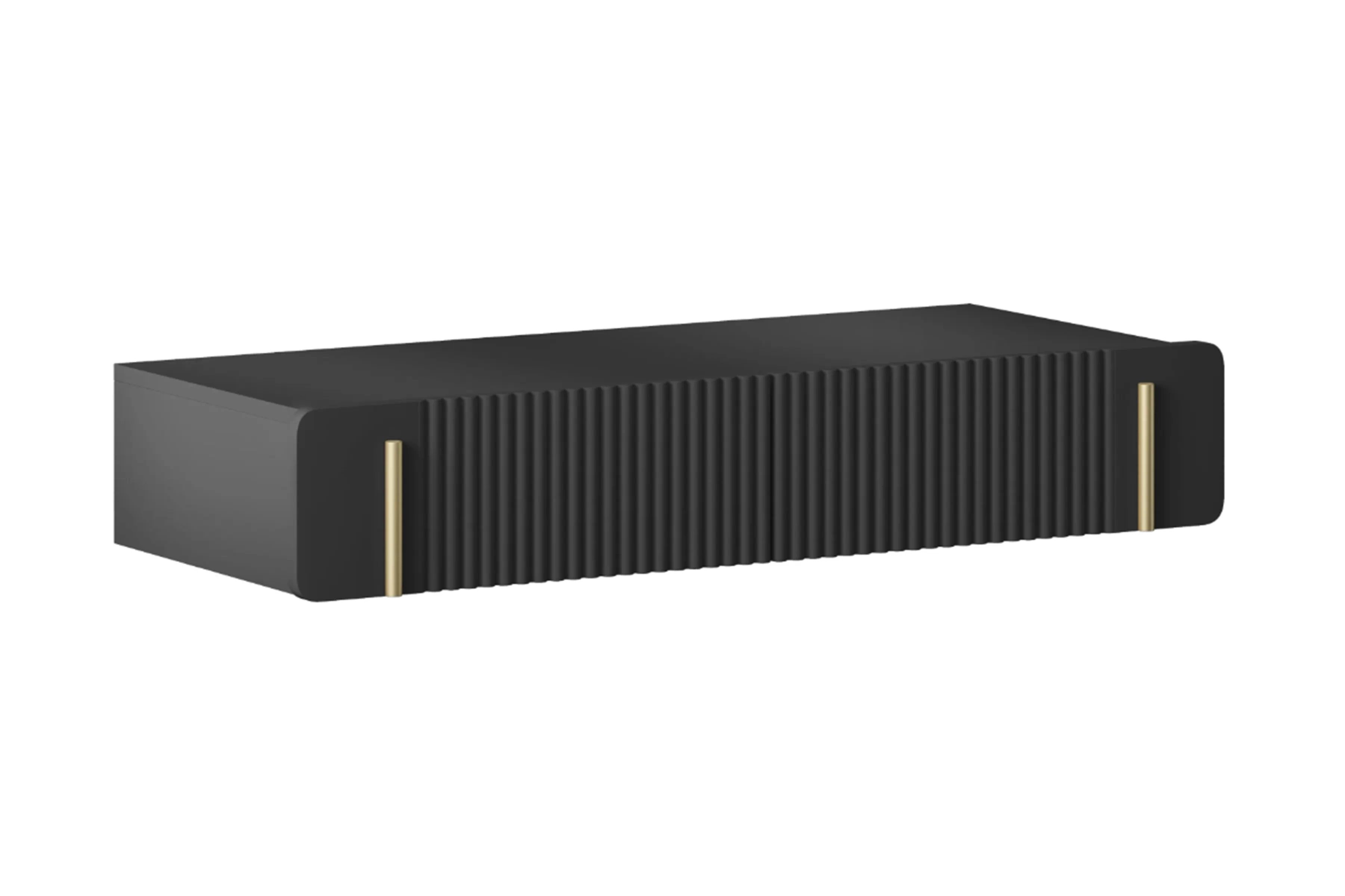 Závesný toaletný stolík Malmi 100 cm - čierny mat / zlatá Toaletný stolík Malmi 100 cm závesná so zásuvkami - Čierny mat / zlaté