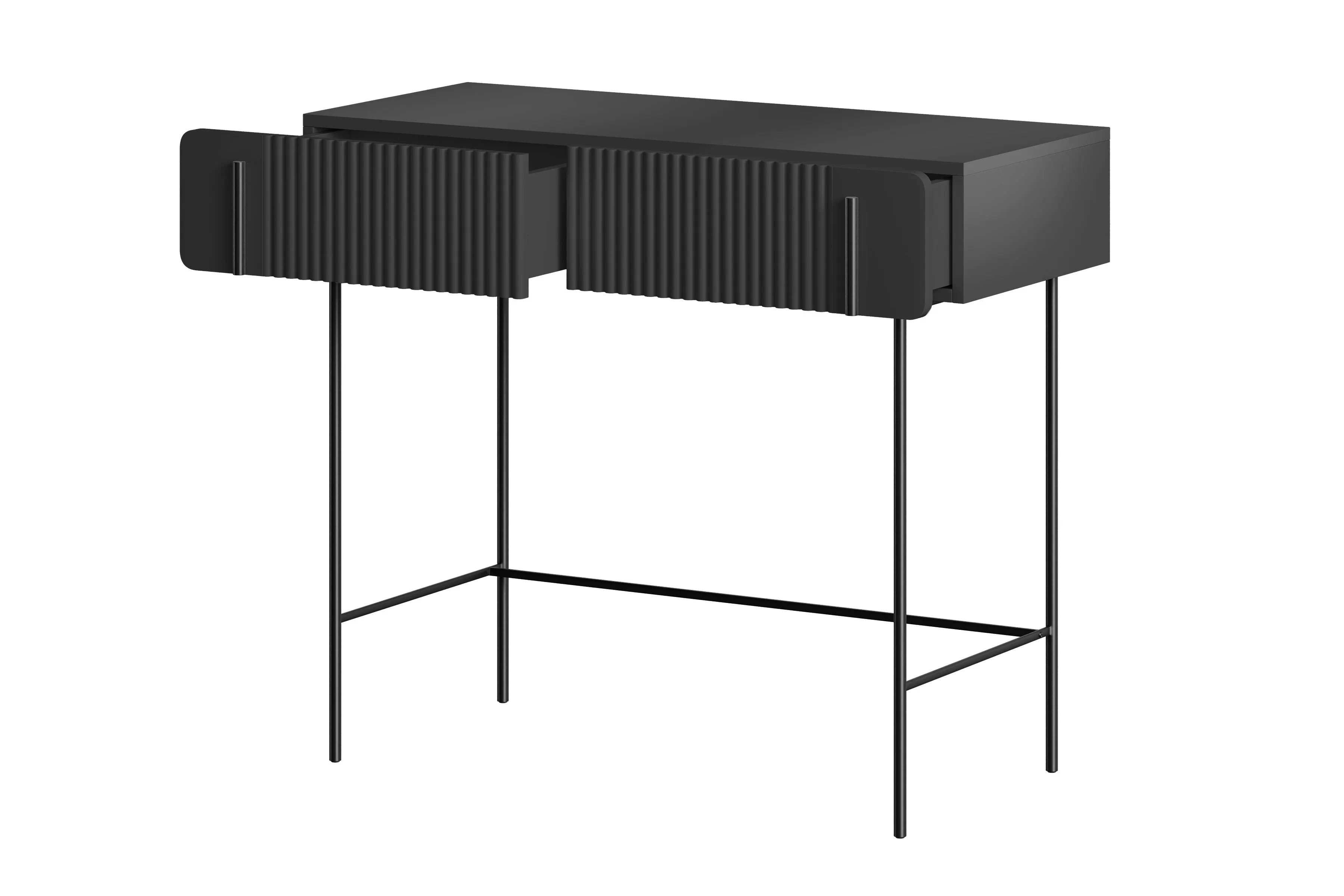 Toaletní stolek Malmi 100 cm se zásuvkami - černý mat / černé nožky Toaletní stolek Malmi 100 cm se zásuvkami - černá mat / černá nozki