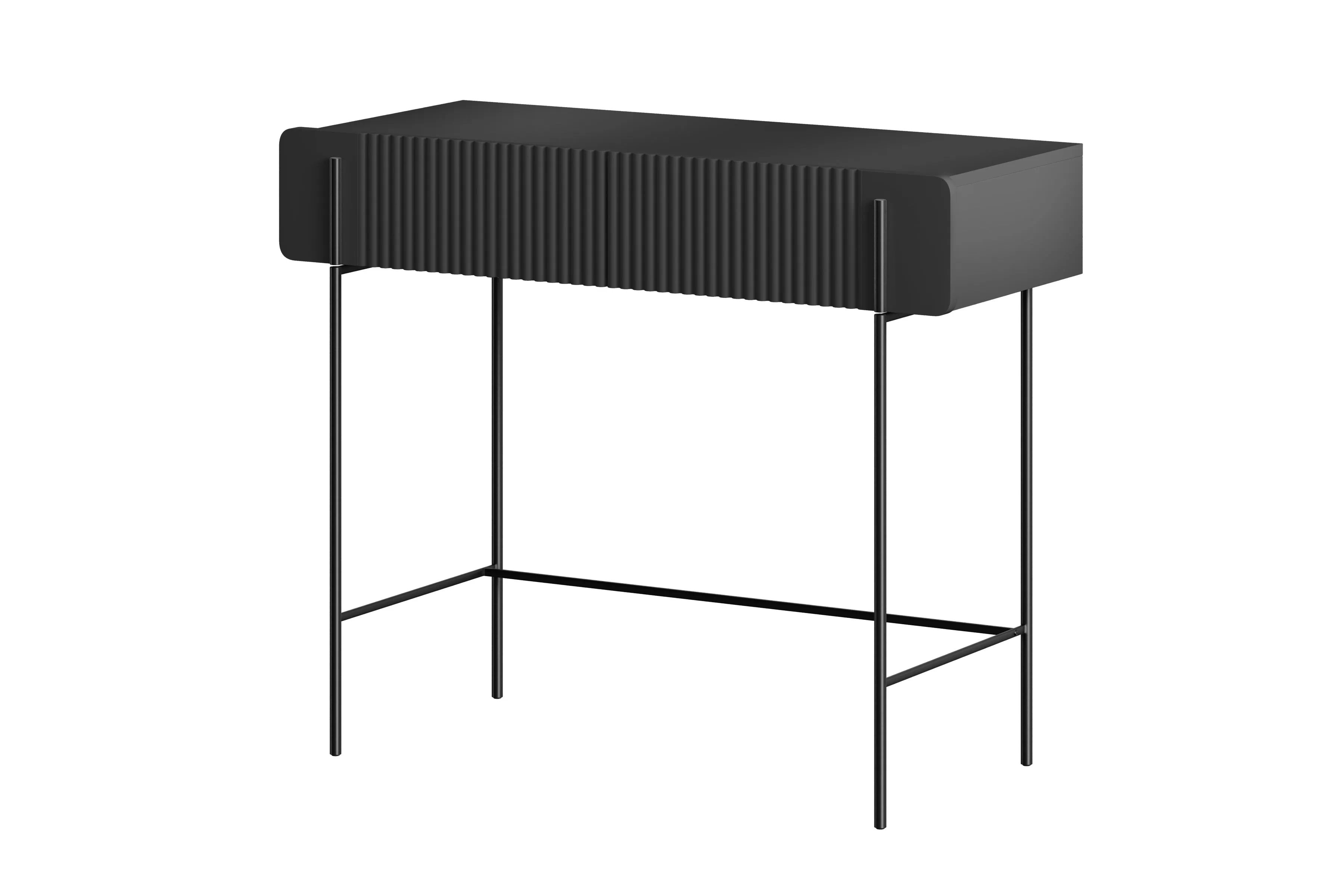 Toaletní stolek Malmi 100 cm se zásuvkami - černý mat / černé nožky Toaletní stolek Malmi 100 cm se zásuvkami - černá mat / černá nozki