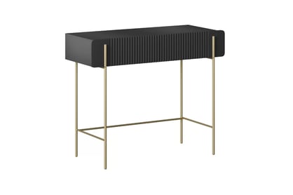 Toaletný stolík Malmi 100 cm - čierny mat / zlatá