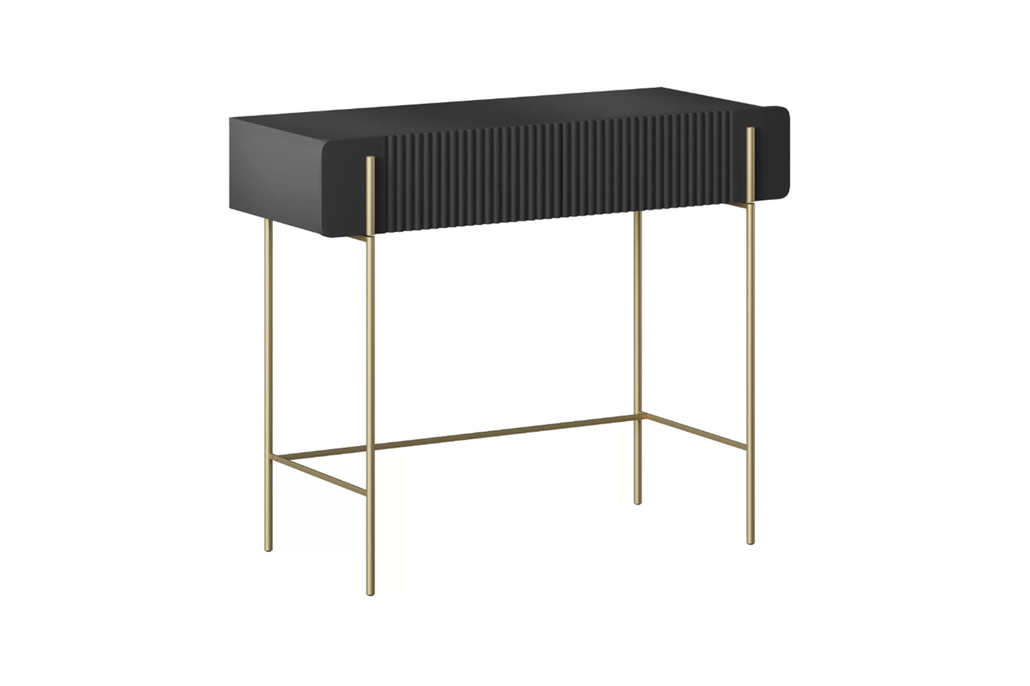 Toaletný stolík Malmi 100 cm - čierny mat / zlatá Toaletný stolík Malmi 100 cm so zásuvkami - Čierny mat / zlote nozki