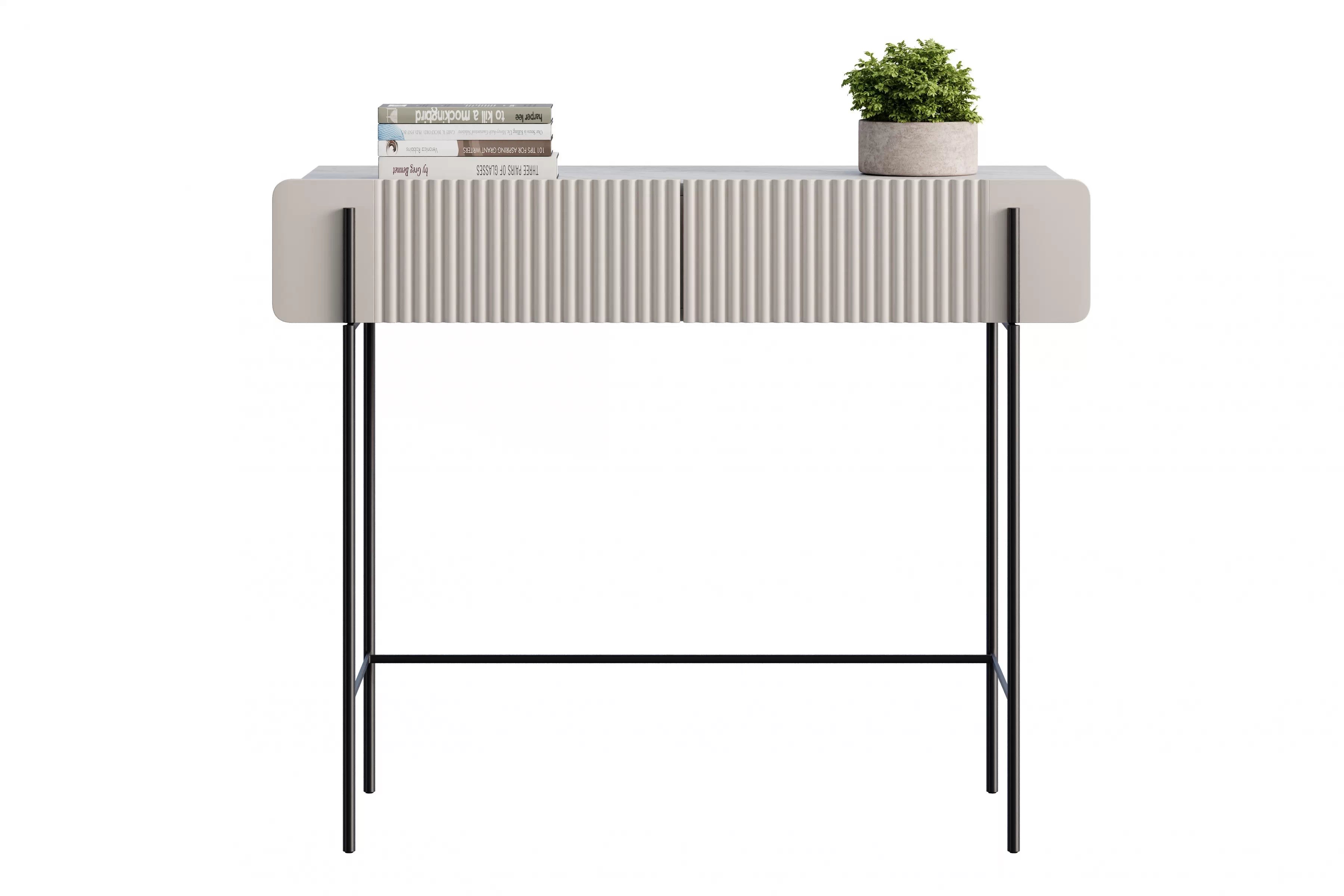 Toaletný stolík Malmi 100 cm - kašmírová / crema bianca / čierna Toaletný stolík Malmi 100 cm so zásuvkami - kašmír / crema bianca / čierny nozki