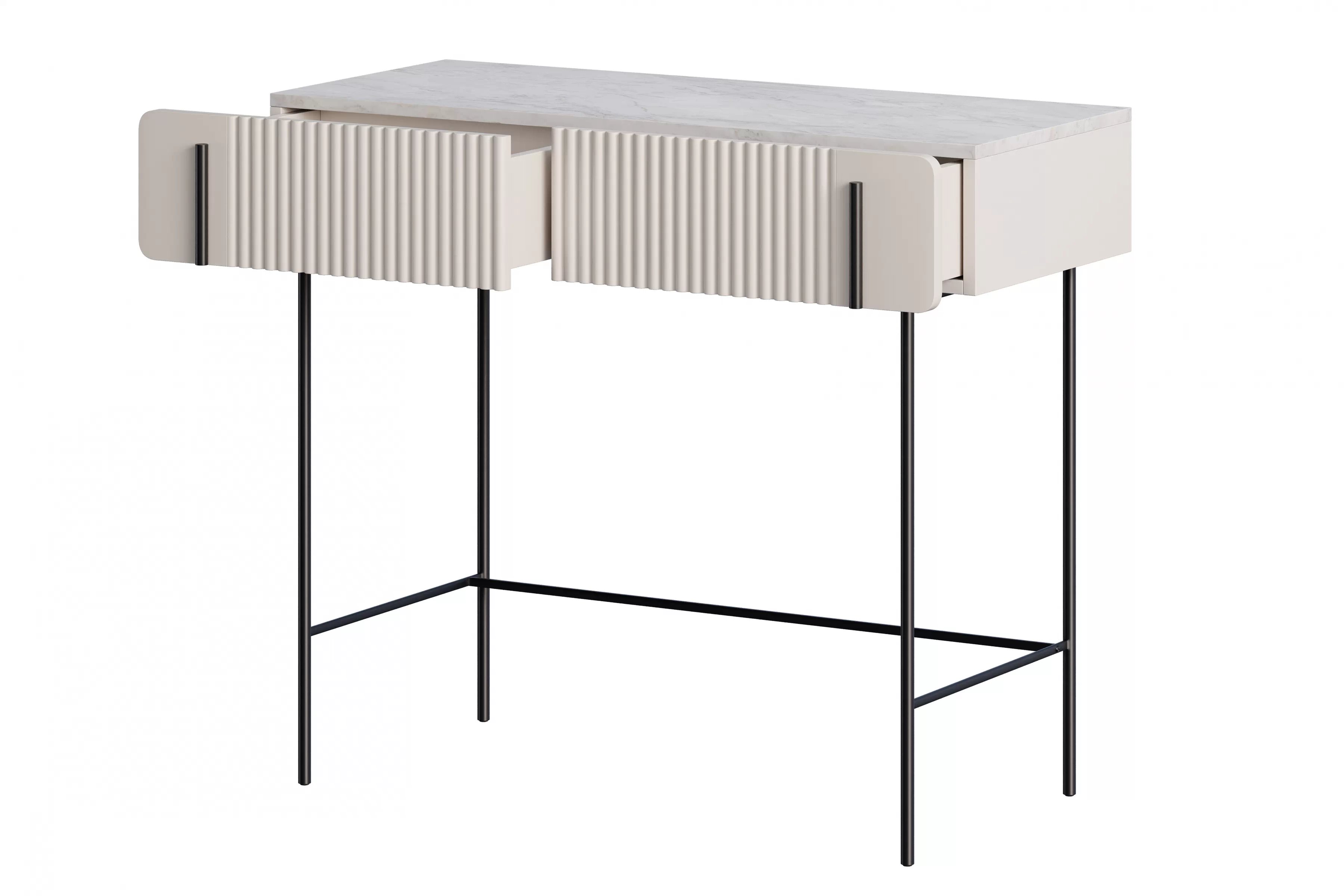 Toaletný stolík Malmi 100 cm - kašmírová / crema bianca / čierna Toaletný stolík Malmi 100 cm so zásuvkami - kašmír / crema bianca / čierny nozki