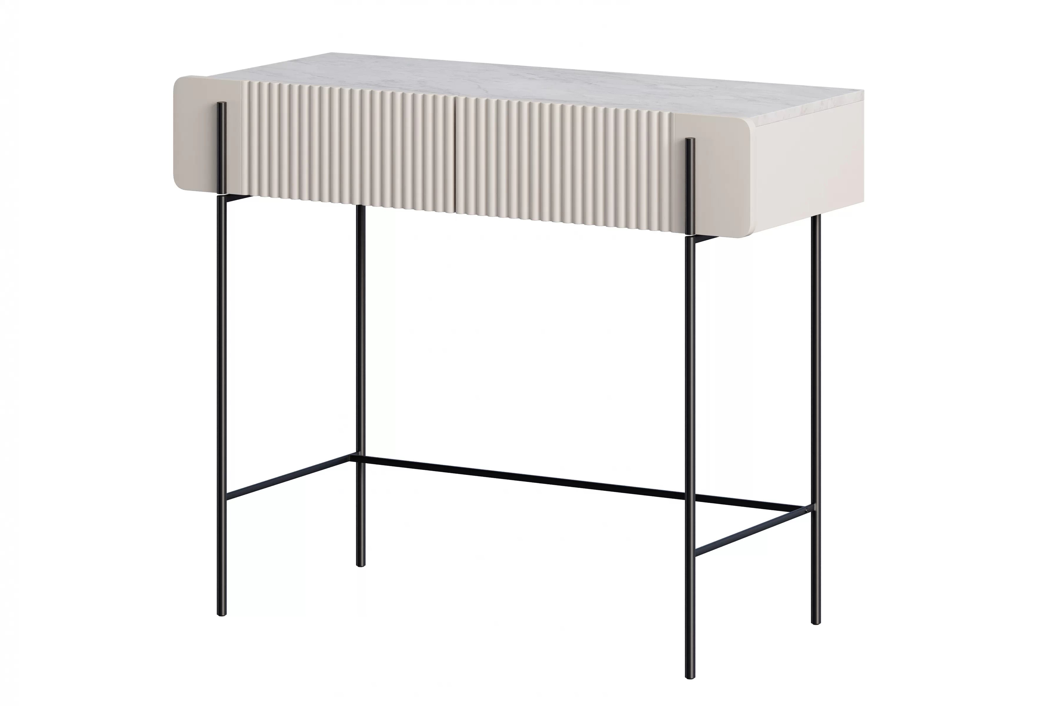 Toaletný stolík Malmi 100 cm - kašmírová / crema bianca / čierna Toaletný stolík Malmi 100 cm so zásuvkami - kašmír / crema bianca / čierny nozki