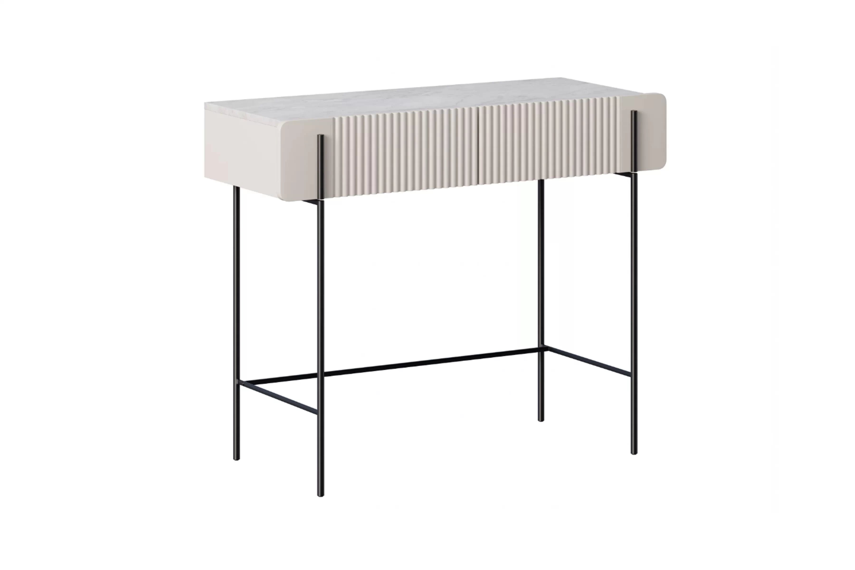 Toaletný stolík Malmi 100 cm - kašmírová / crema bianca / čierna Toaletný stolík Malmi 100 cm so zásuvkami - kašmír / crema bianca / čierny nozki