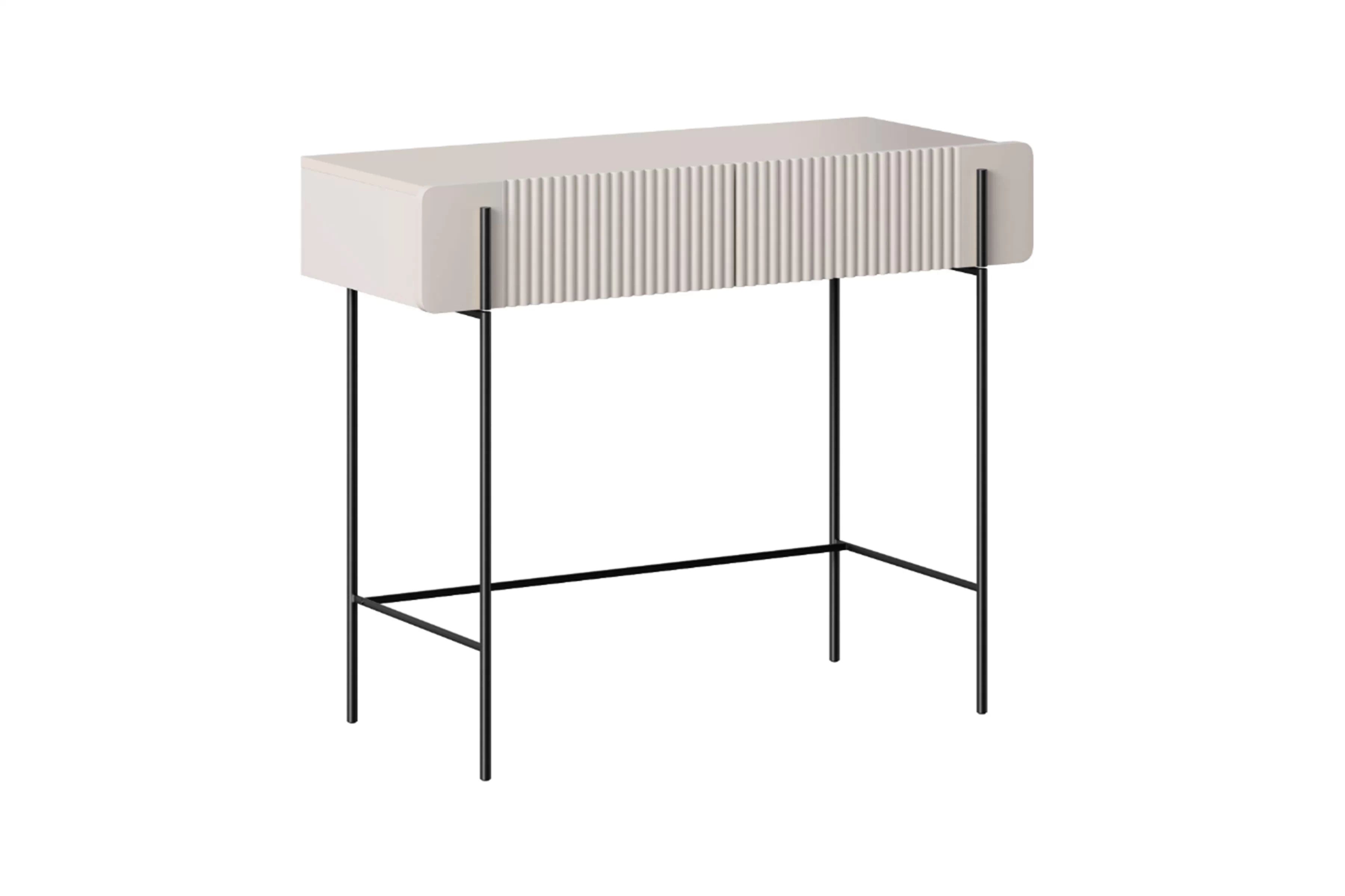 Toaletný stolík Malmi 100 cm - kašmírová / čierna Toaletný stolík Malmi 100 cm so zásuvkami - kašmír / čierny nozki