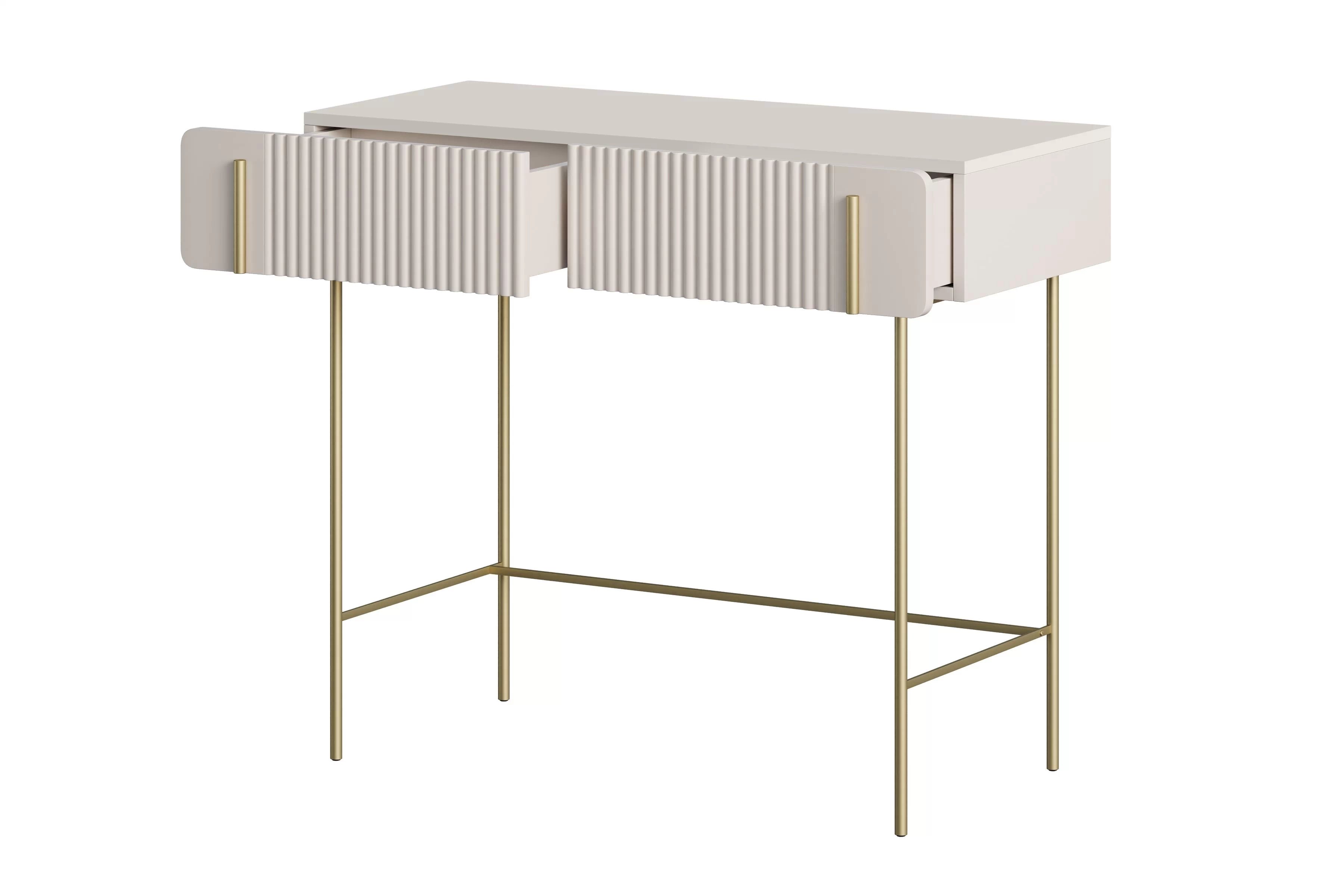 Toaletní stolek Malmi 100 cm se zásuvkami - kašmírová / zlaté nožky Toaletní stolek Malmi 100 cm se zásuvkami - kašmír / zlote nozki