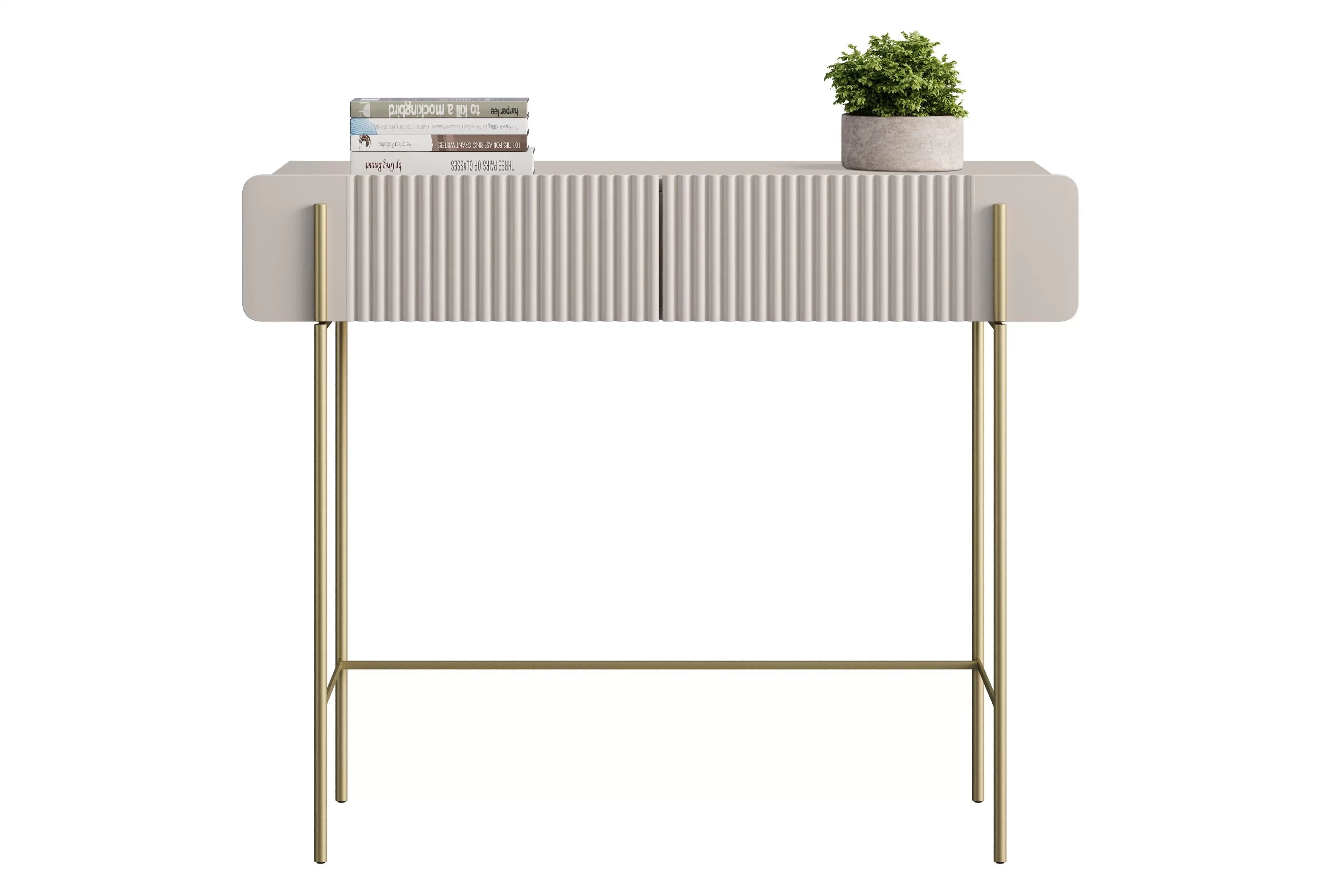 Toaletní stolek Malmi 100 cm se zásuvkami - kašmírová / zlaté nožky Toaletní stolek Malmi 100 cm se zásuvkami - kašmír / zlote nozki