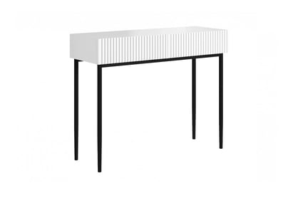 Toaletný stolík Nicole 100 cm so zásuvkami - biely mat / čierne nohy