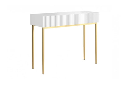Toaletný stolík Nicole 100 cm so zásuvkami - biely mat / zlaté nohy