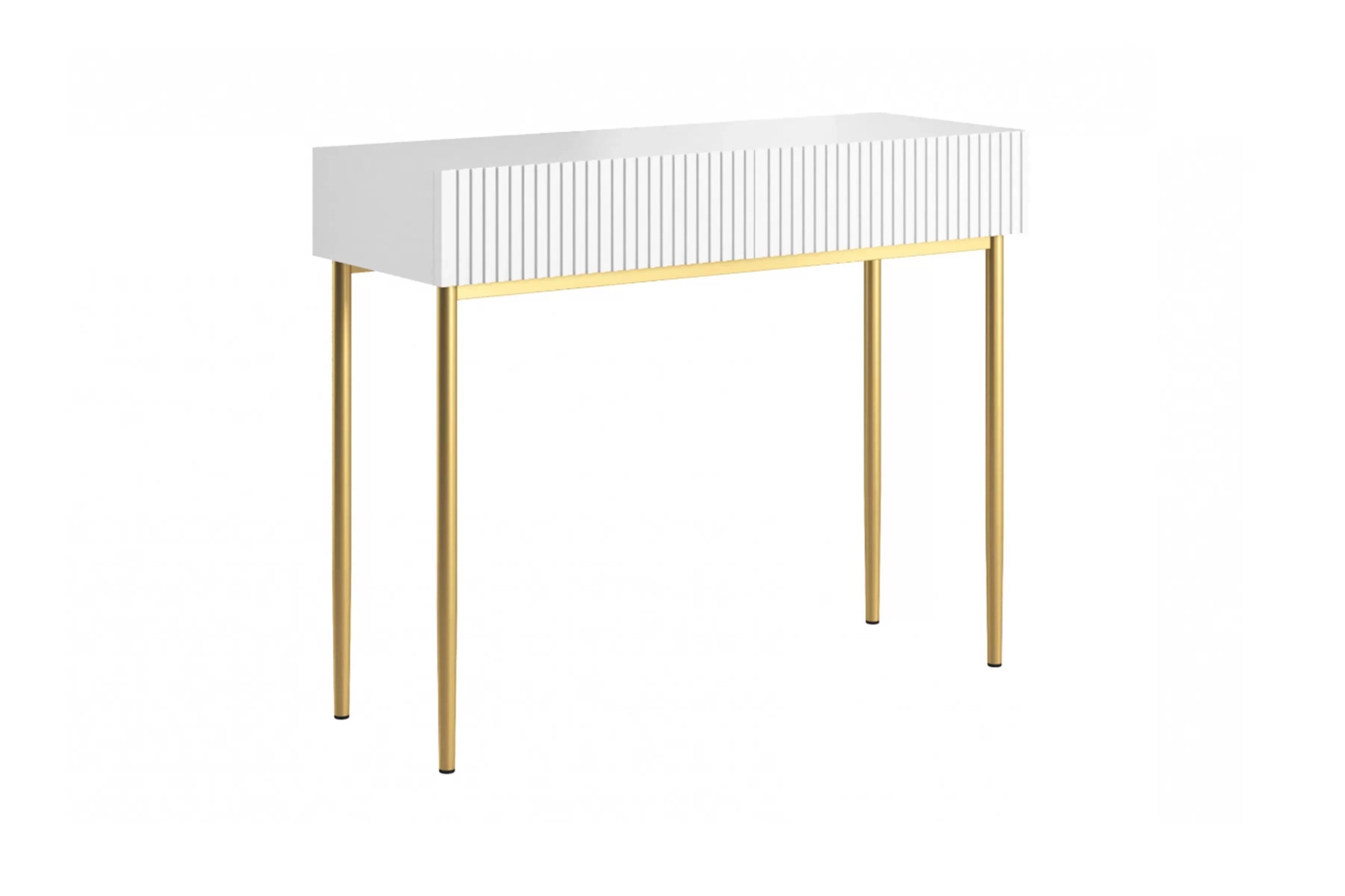 Toaletný stolík Nicole 100 cm so zásuvkami - biely mat / zlaté nohy Toaletný stolík Nicole 100 cm so zásuvkami - biely mat / zlote nozki