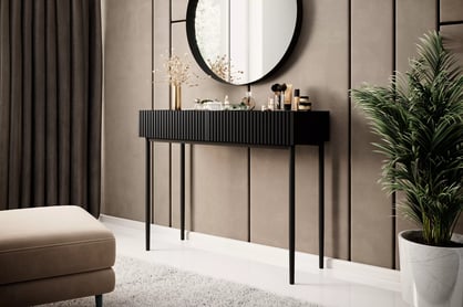 Toaletní stolek Nicole 100 cm se zásuvkami - černý mat / černé nohy Toaletní stolek Nicole 100 cm se zásuvkami - černá mat / černá nozki